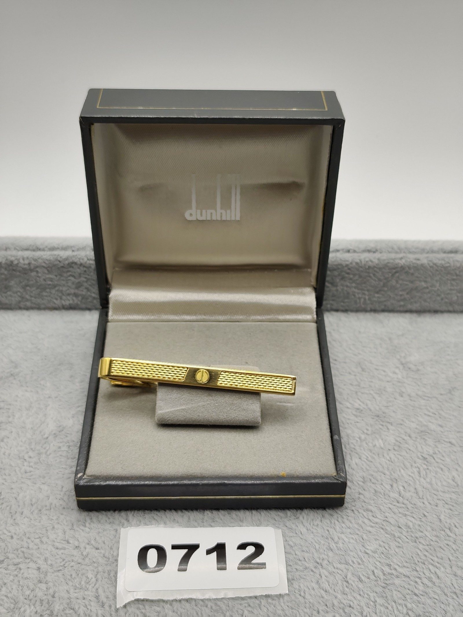Dunhill Gold Plated Textured Tie Clip with Box