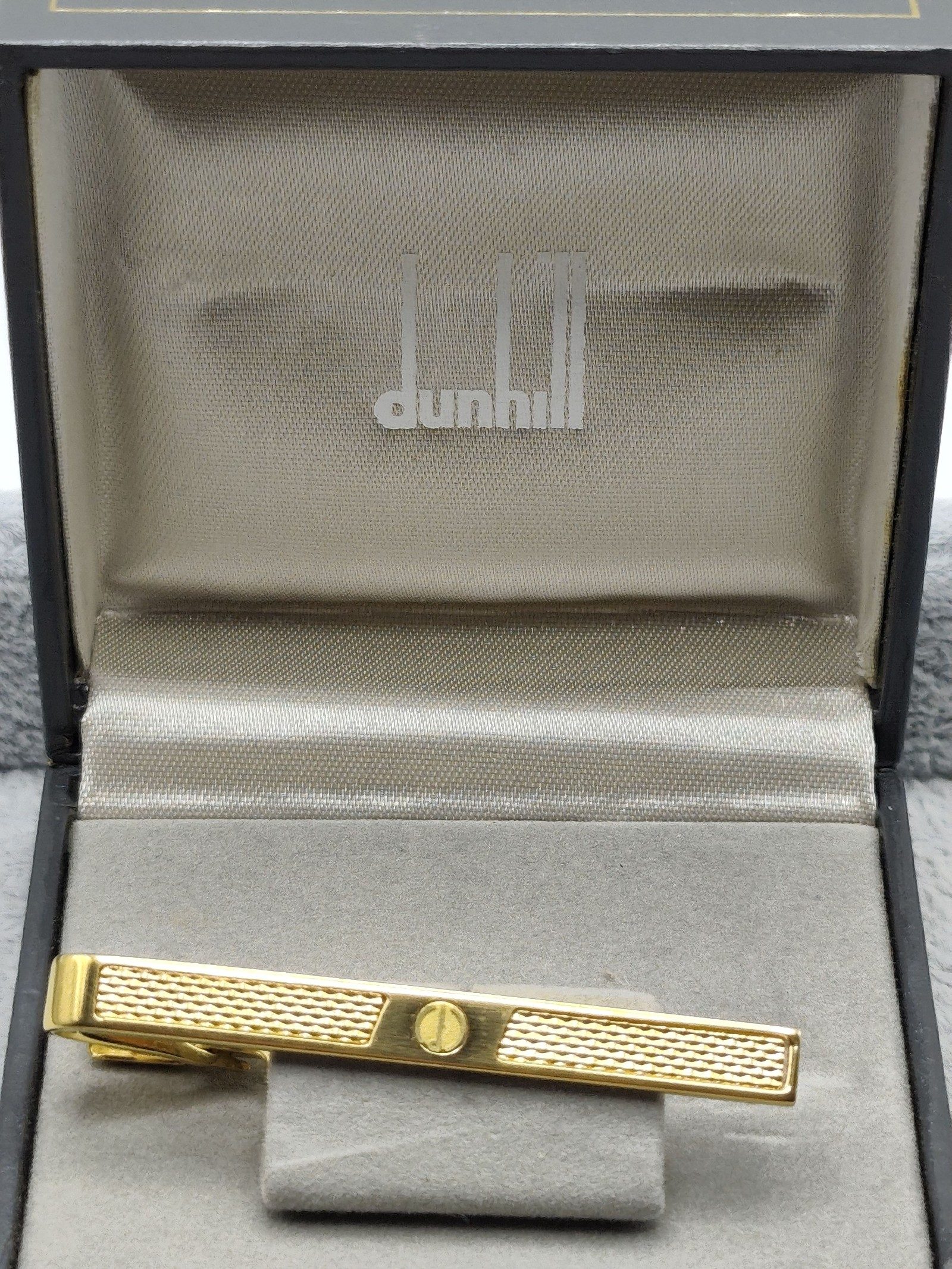 Dunhill Gold Plated Textured Tie Clip with Box image 2