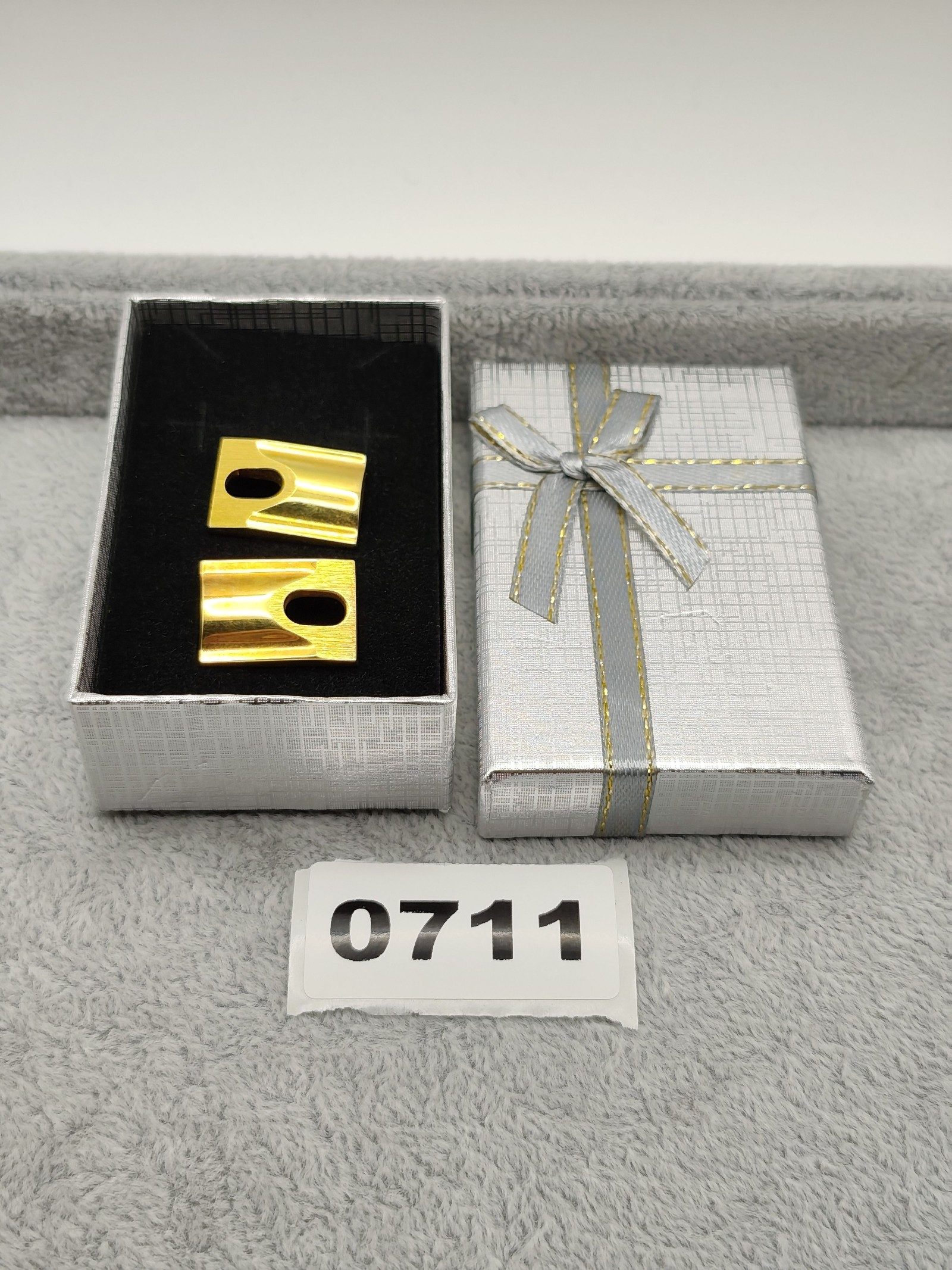 Lanvin Gold Tone Rectangular Cufflinks with Cutout Pattern