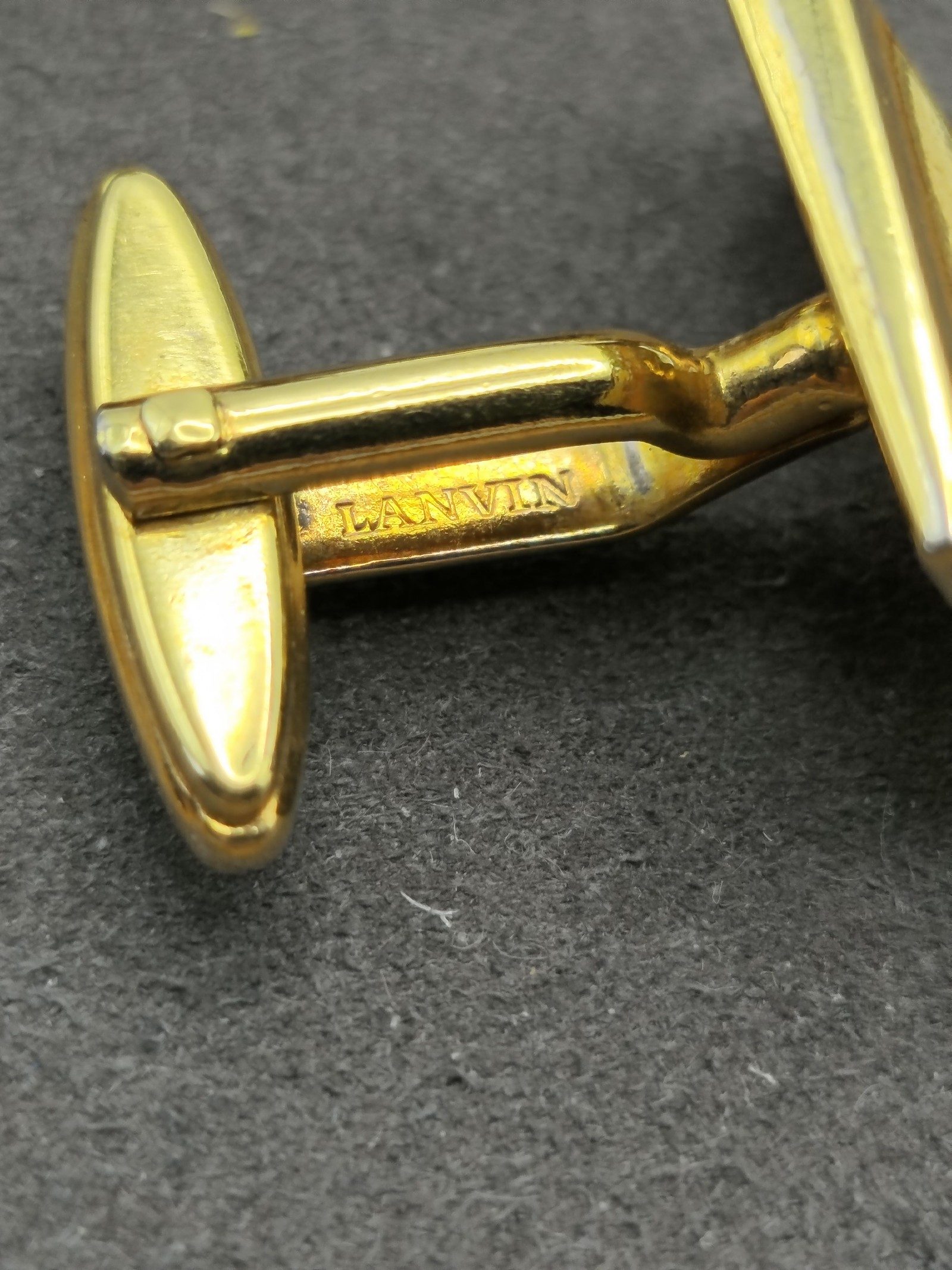 Lanvin Gold Tone Rectangular Cufflinks with Cutout Pattern image 3