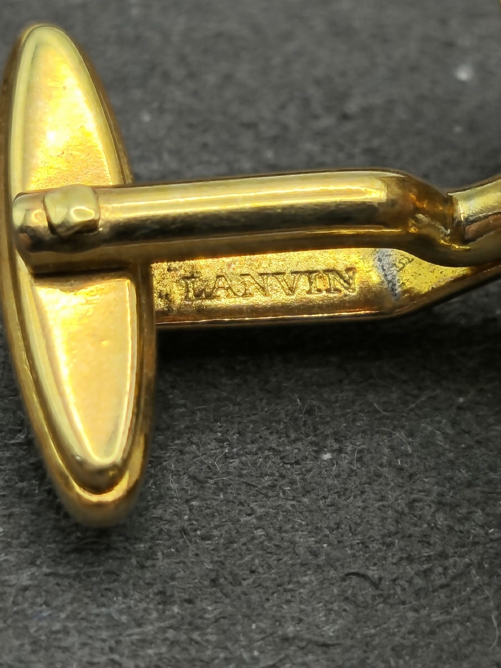 Lanvin Gold Tone Rectangular Cufflinks with Cutout Pattern image 4