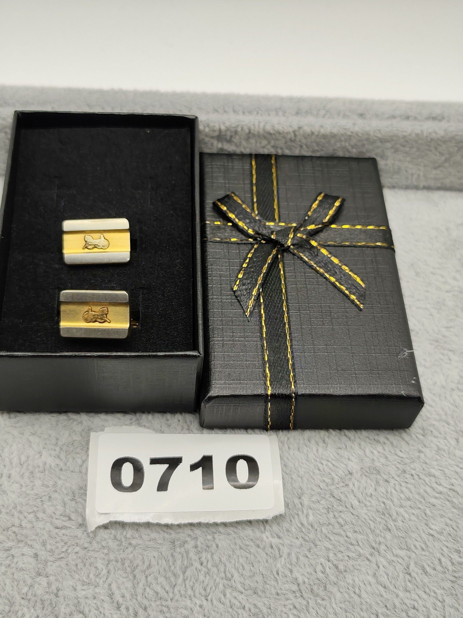 CELINE Gold & Silver Horse & Carriage Cufflinks Gift Boxed