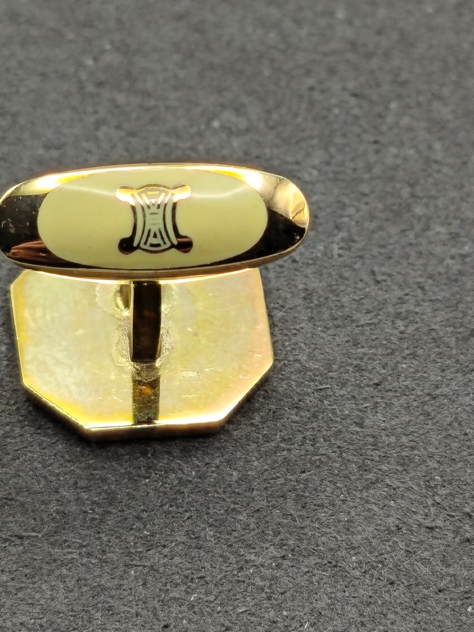 Celine Black & Red Octagonal Logo Cufflinks image 7