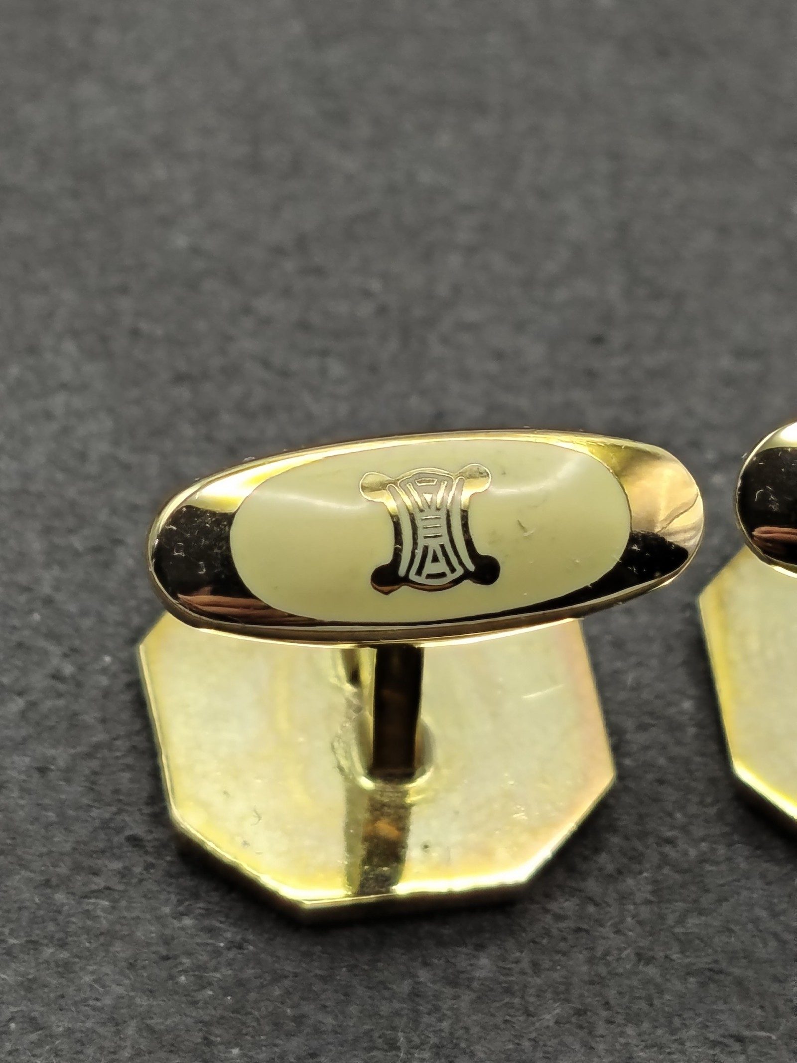 Celine Black & Red Octagonal Logo Cufflinks image 8