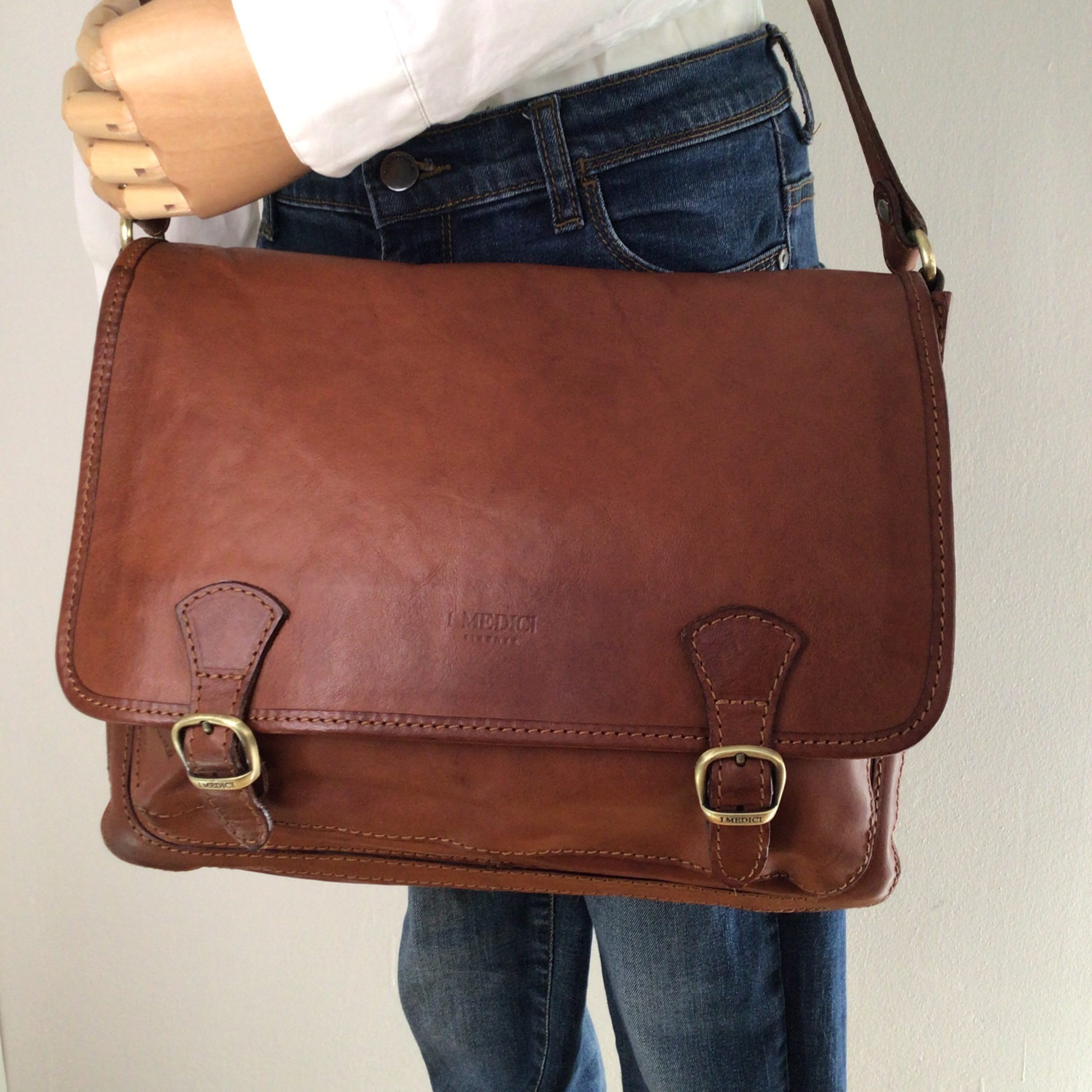 Il Medici Unisex Marrone Borsa a Tracolla in Pelle modello Satchel
