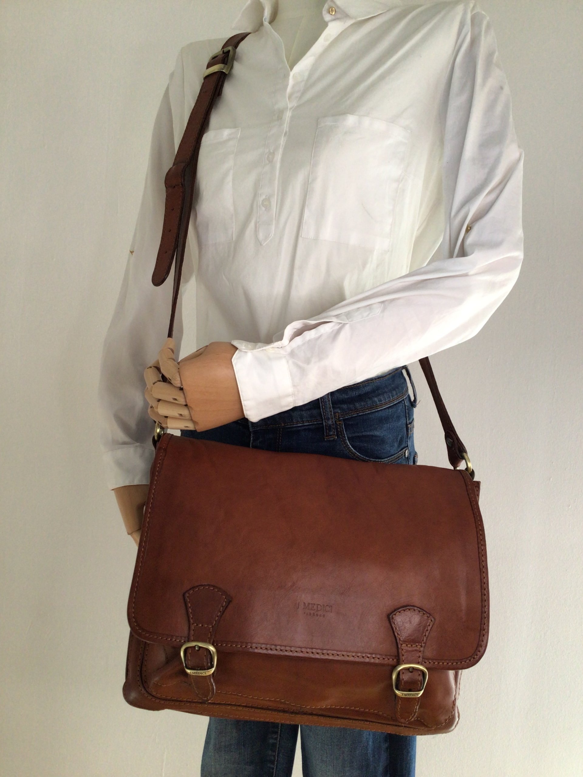 Il Medici Unisex Marrone Borsa a Tracolla in Pelle modello Satchel image 2