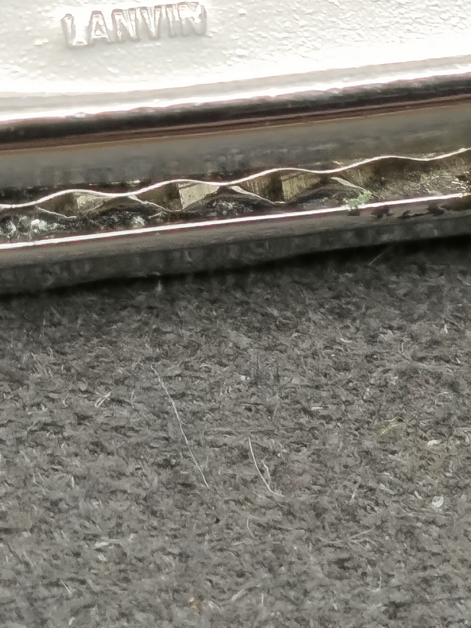 Lanvin Silver Tone Men's Ribbed Pattern Tie Clip image 3