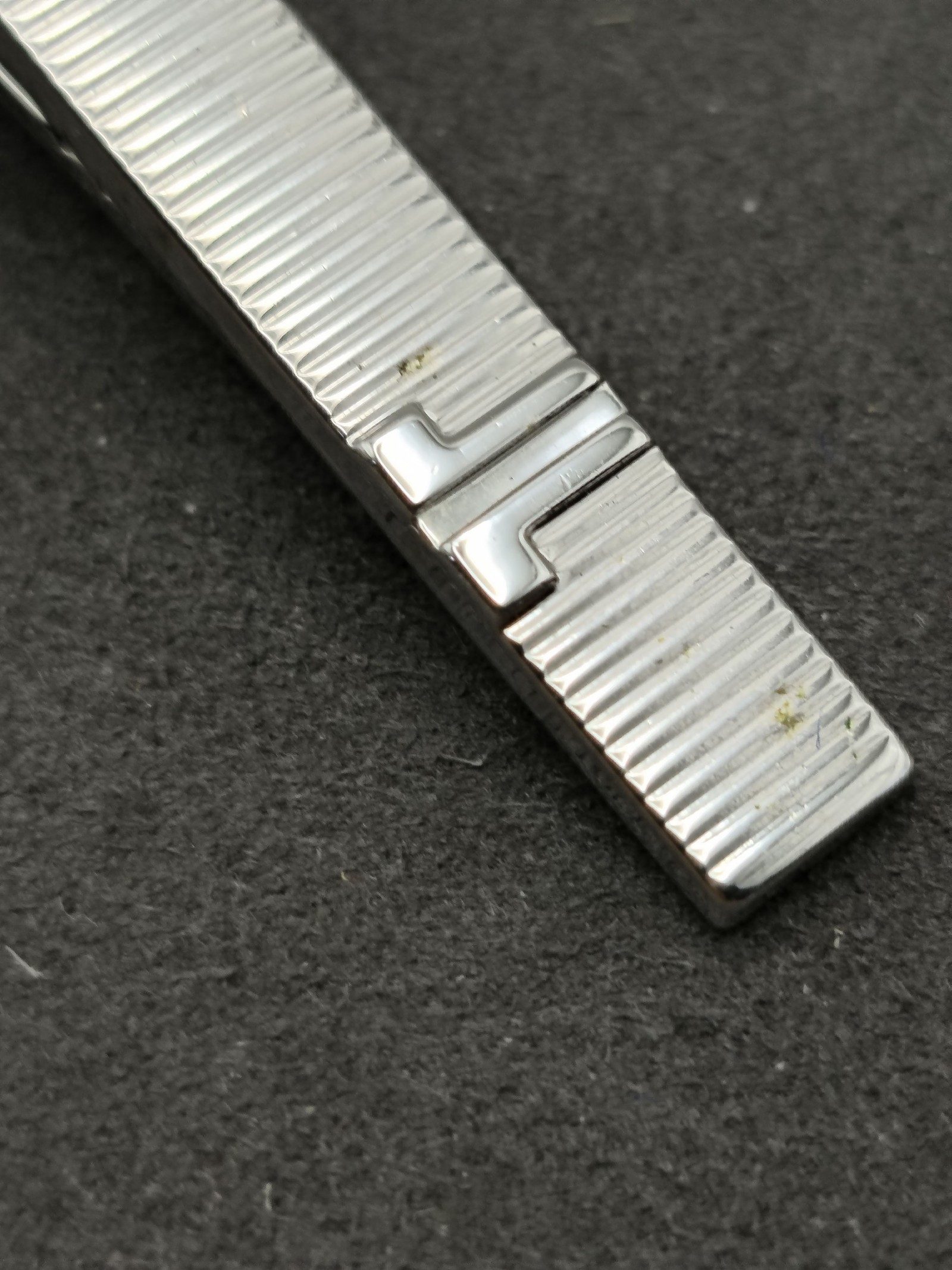 Lanvin Silver Tone Men's Ribbed Pattern Tie Clip image 5
