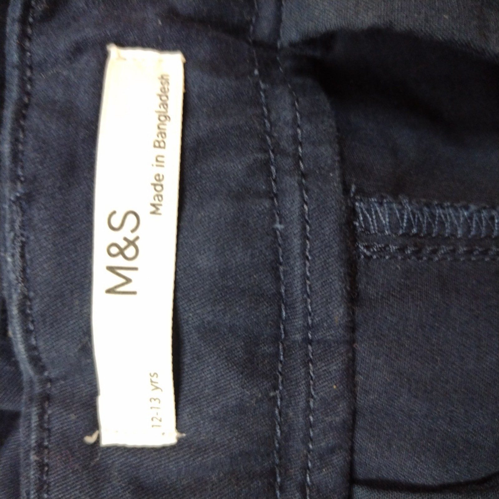 M&S Navy Blue Boys Cotton Shorts Age 12-13 Years image 4