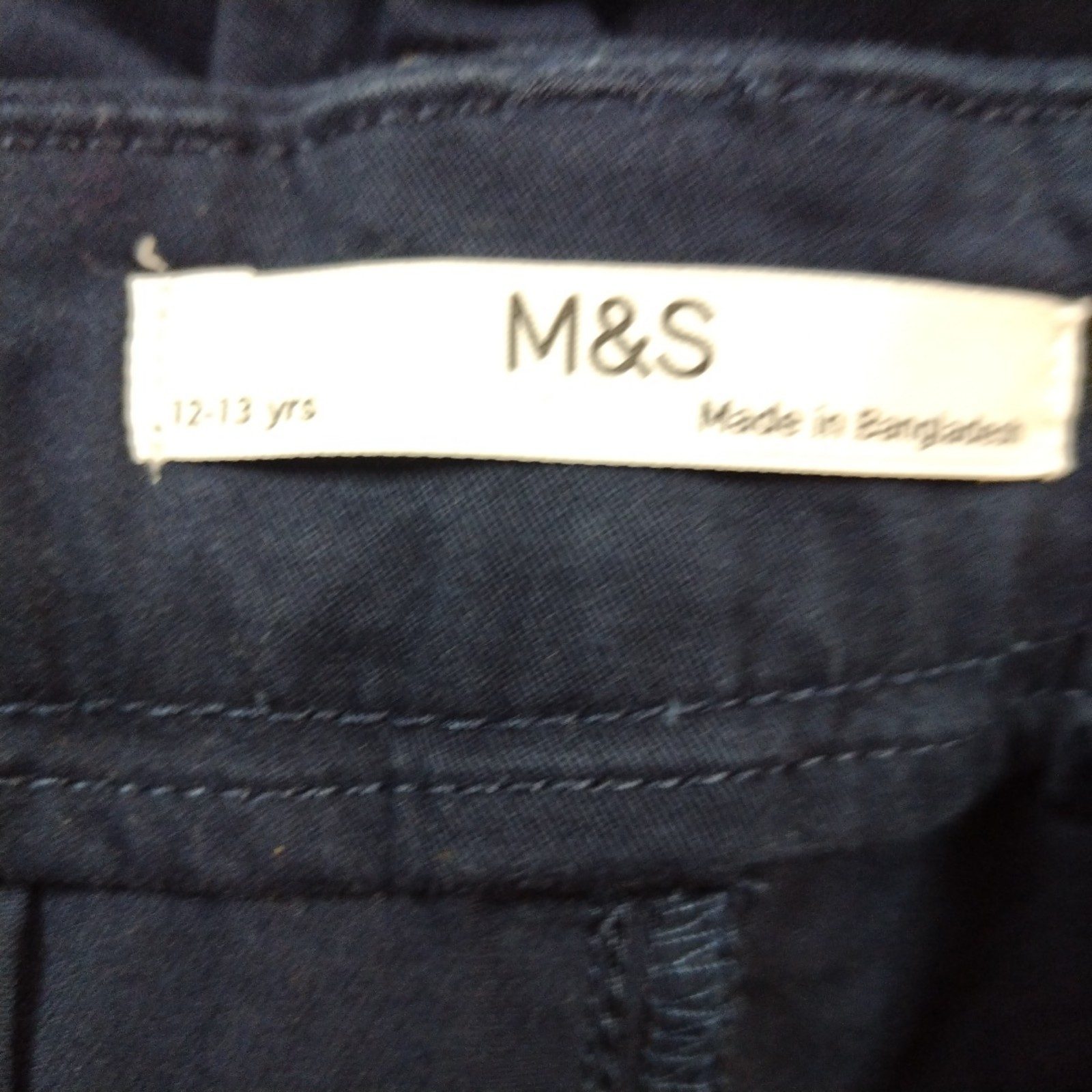 M&S Navy Blue Boys Cotton Shorts Age 12-13 Years image 5