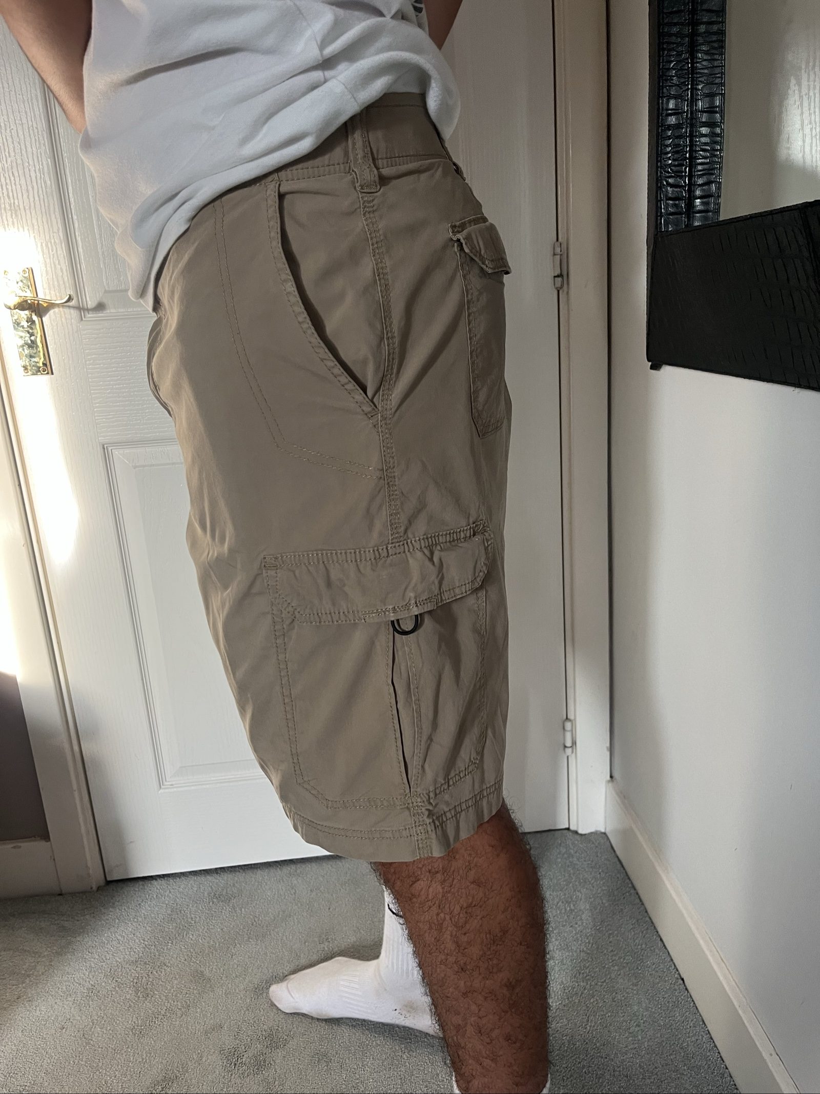 Lee Men Beige Cargo Shorts Size 32 Lightweight Cotton
