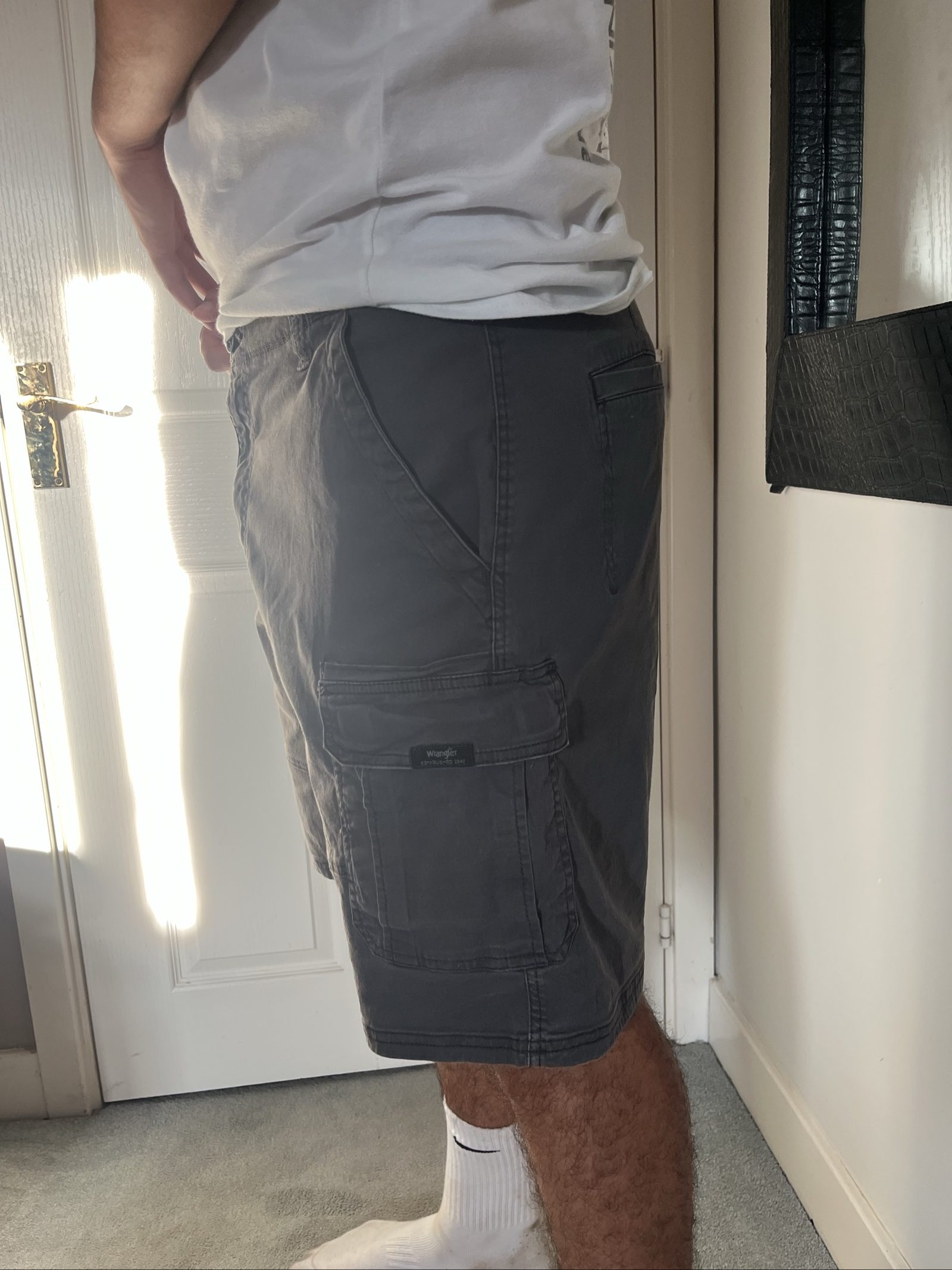 Wrangler Men's Grey Cargo Shorts L Reg Cotton 98% & Spandex 2%