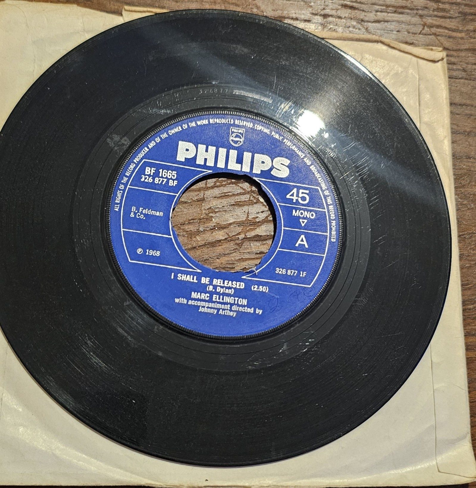 Marc Ellington I Shall Be Released Mrs Whittle Philips BF 1665 7" 45 RPM