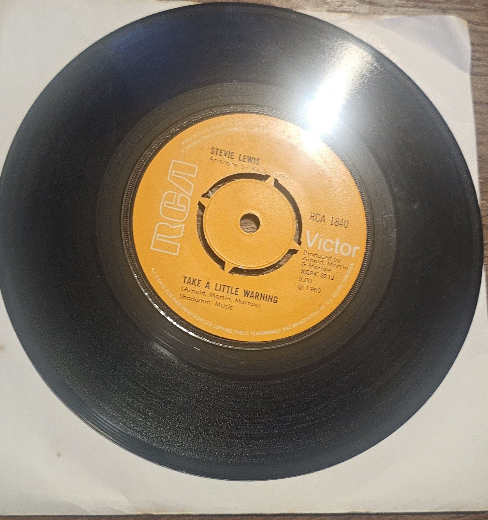 Stevie Lewis Take A Little Warning RCA 1840 7" Vinyl Single