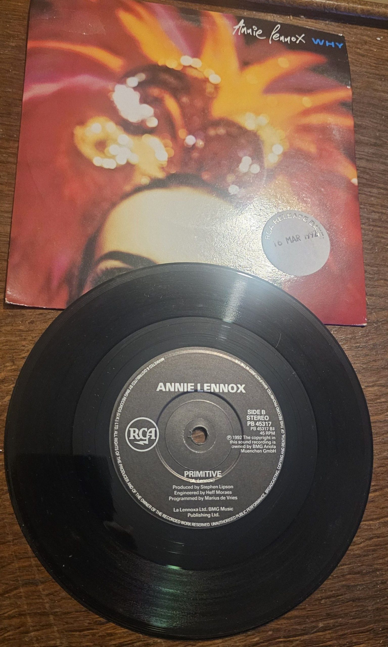Annie Lennox Why RCA PB 45317 7" 45 RPM PROMO STICKER image 2