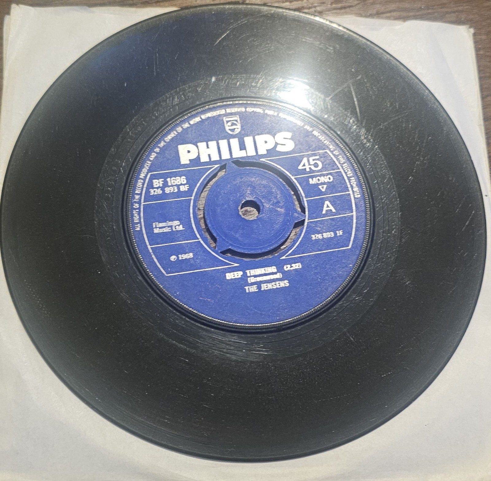 The Jensens Deep Thinking Philips BF 1686 7" 45 RPM Vinyl Psych Pop
