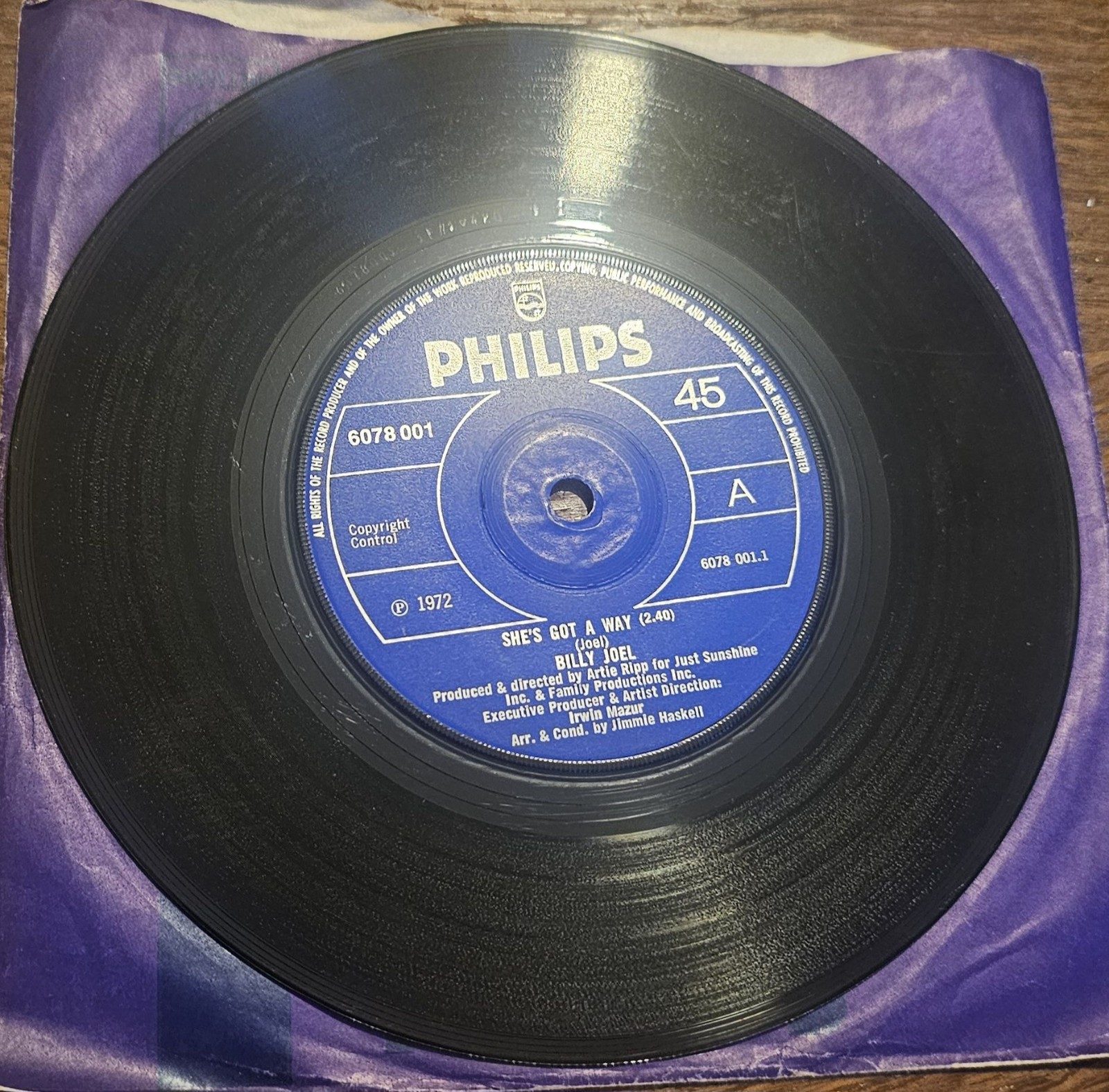 Billy Joel She's Got A Way Philips 6078 001 7" 45RPM Everybody Loves You Now
