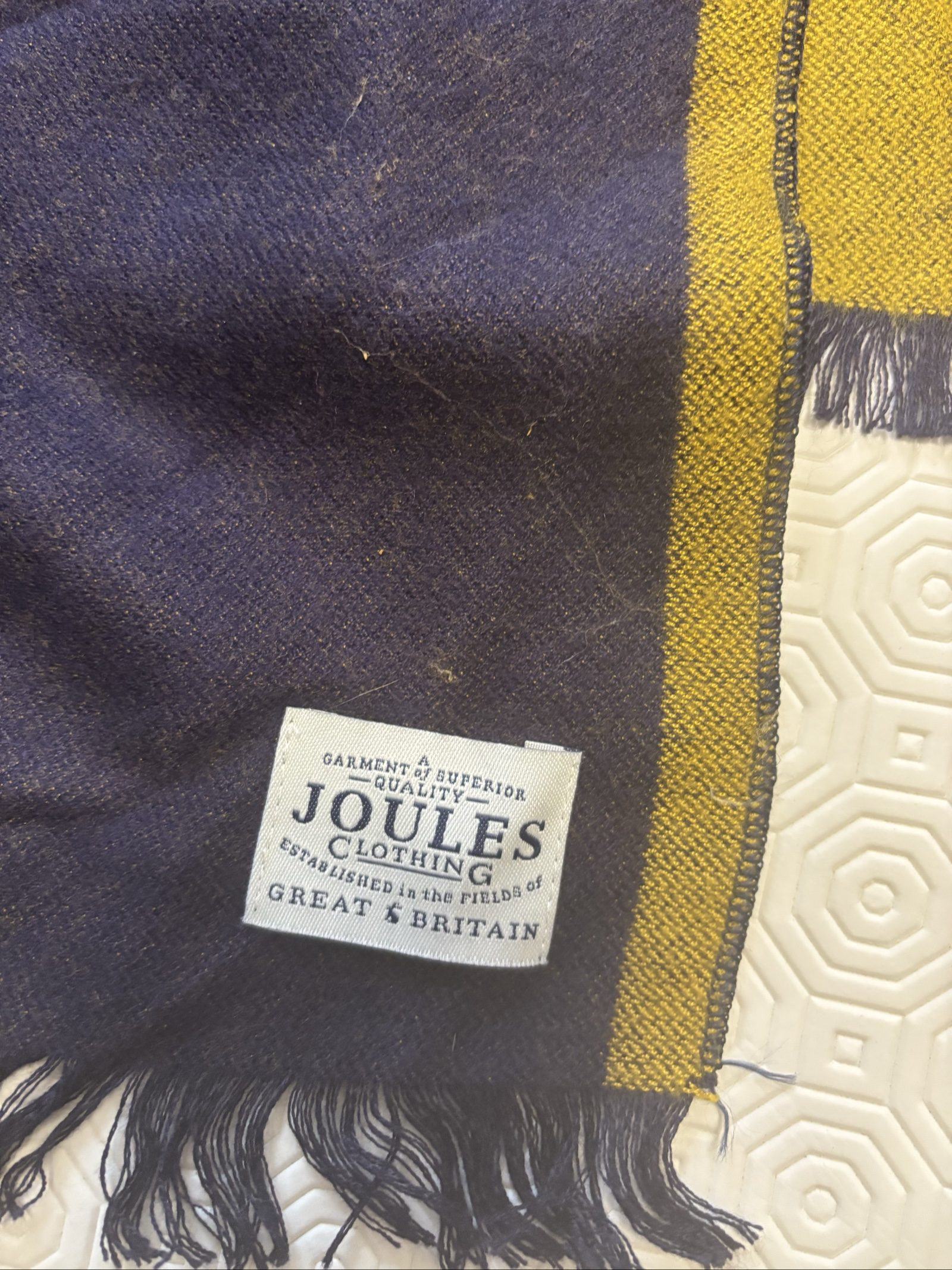 Joules Navy & Mustard Wool Blend Scarf One Size image 3