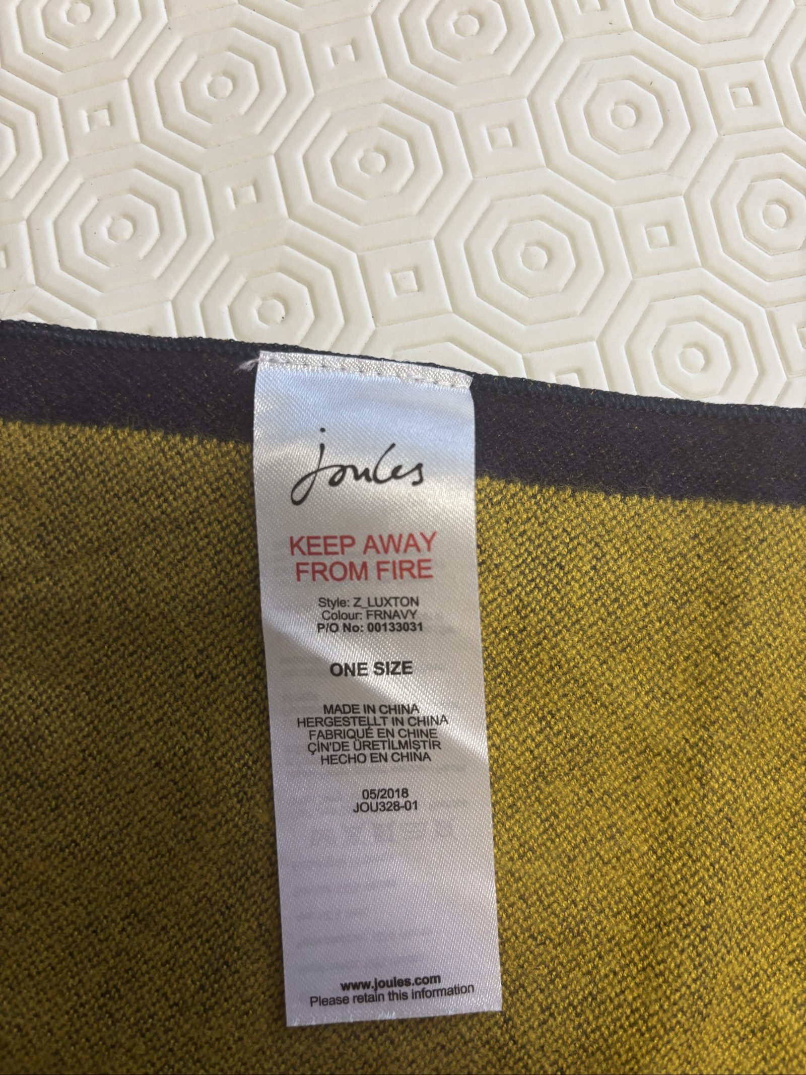 Joules Navy & Mustard Wool Blend Scarf One Size image 4