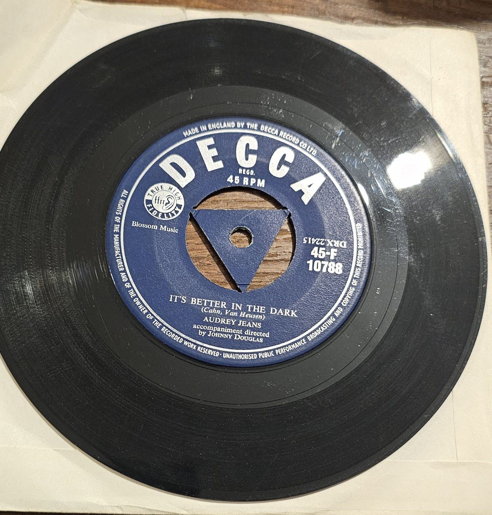 Audrey Jeans DECCA It's Better In The Dark 10788 7" Vinyl Single