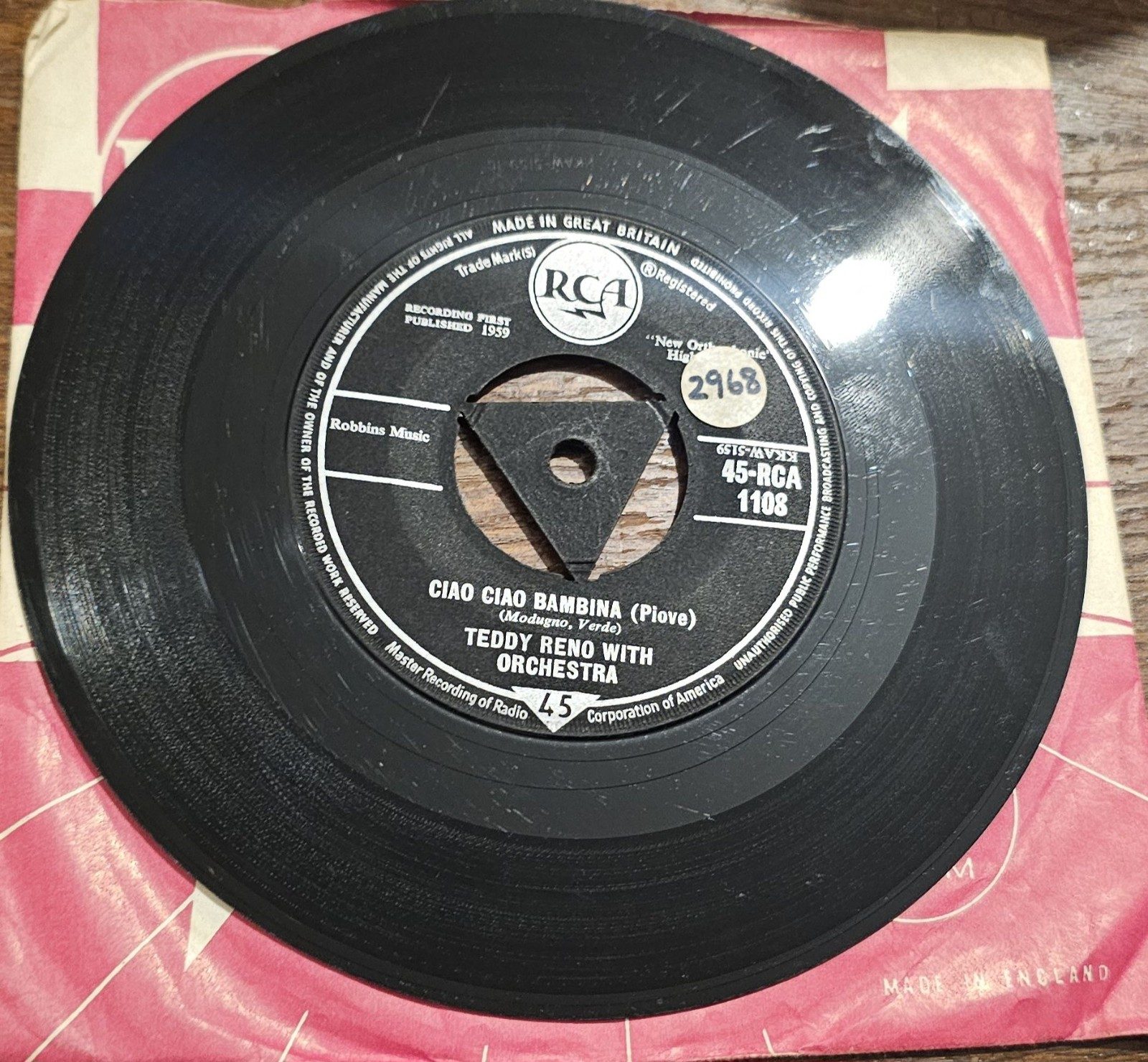 Teddy Reno With Orchestra Ciao Ciao Bambina RCA 1108 7"