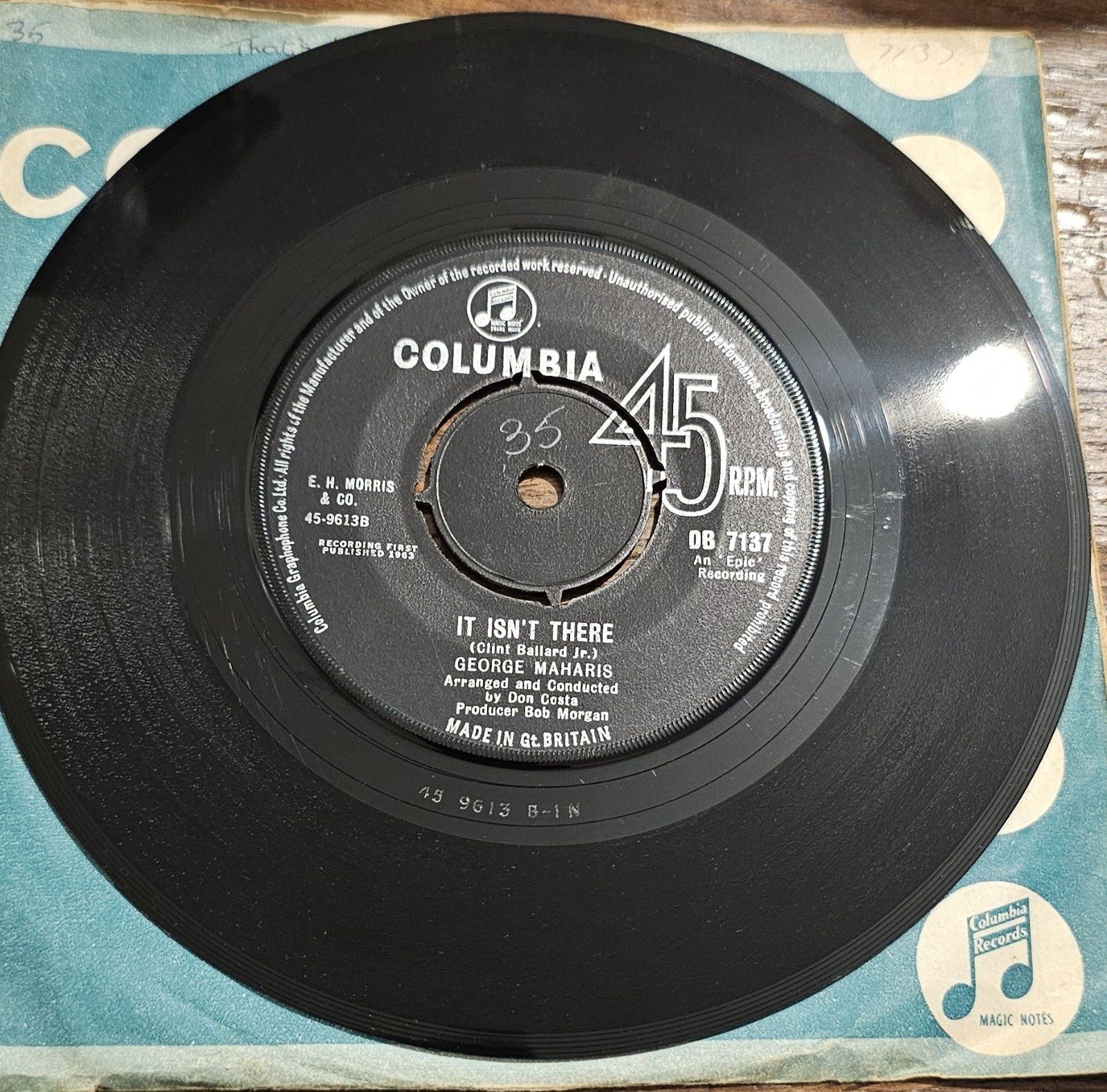 George Maharis That's How It Goes Columbia DB 7137 7" image 2