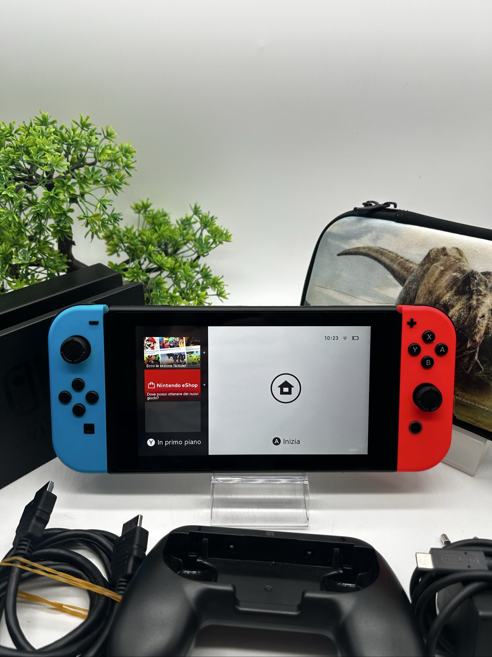 Nintendo Switch V2 Blu/Rossa + SD 128GB + Custodia – Completa – Eccellente image 2