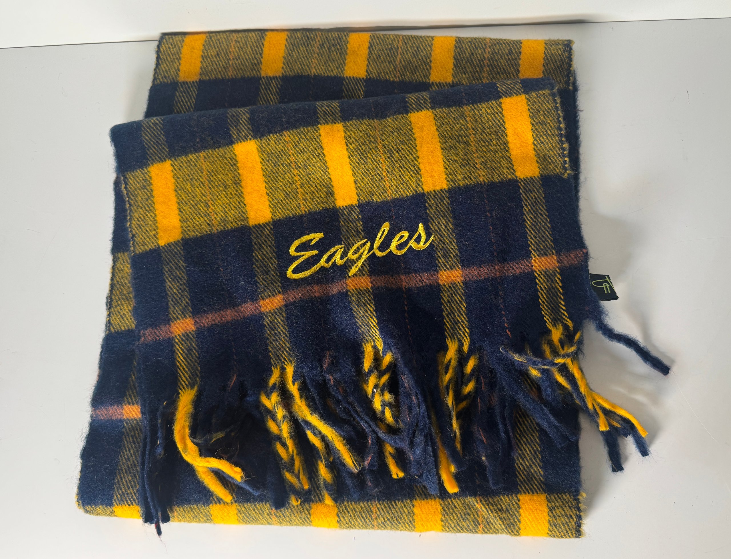 New With Tags West Coast Eagles AFL Scarf Blue Yellow Retro Tartan Avenel Acrylic