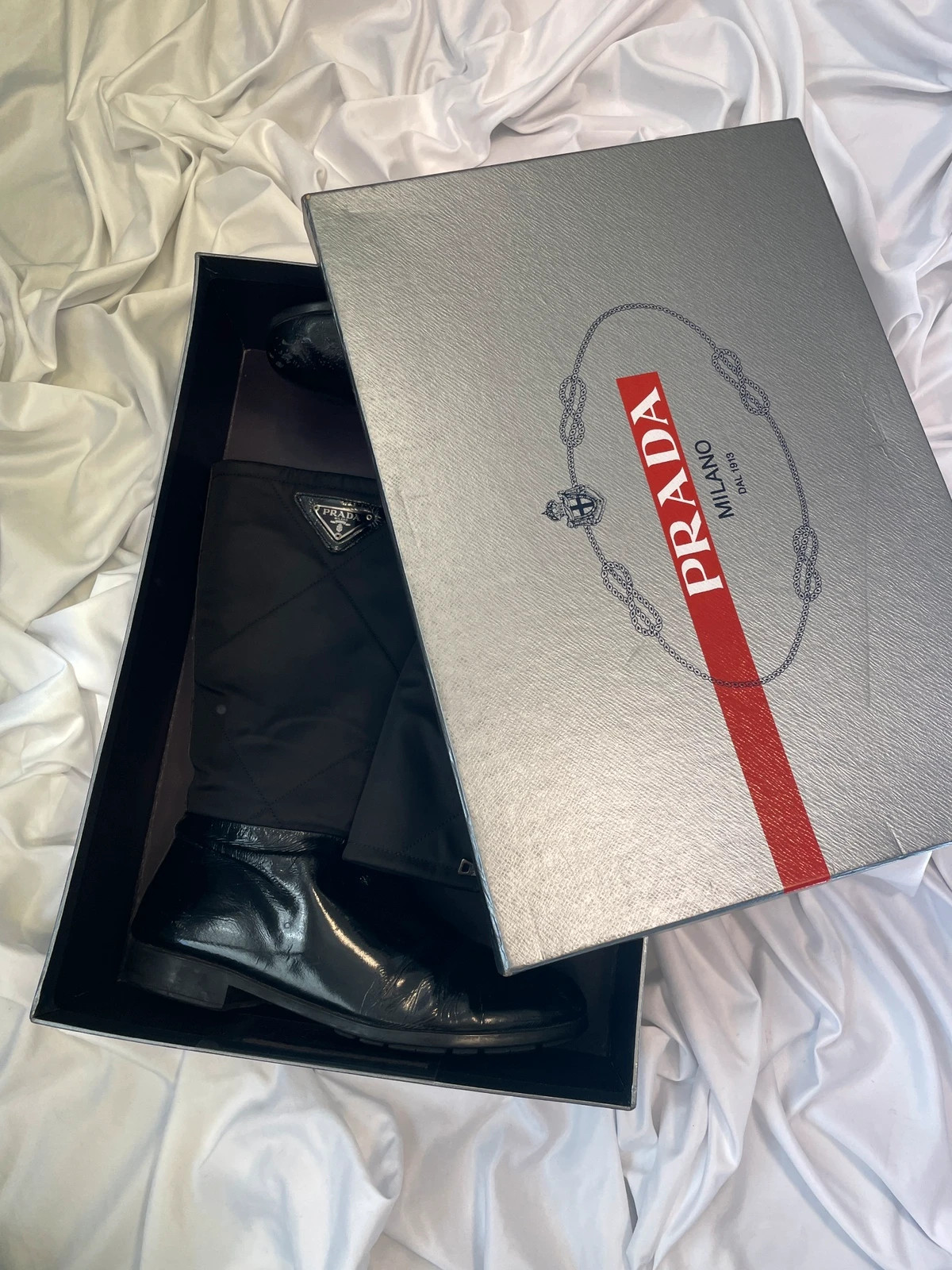 Prada bi-matière black leather boots with box - 37 eu image 2