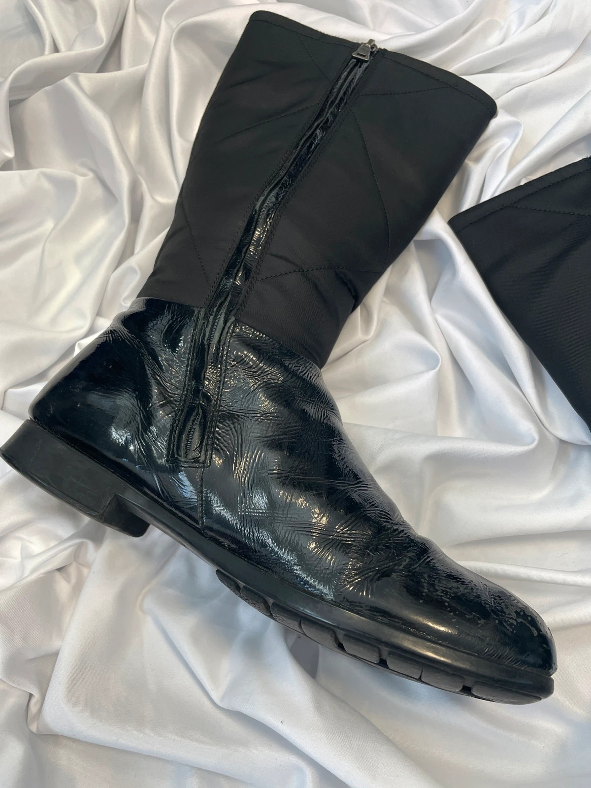 Prada bi-matière black leather boots with box - 37 eu image 4