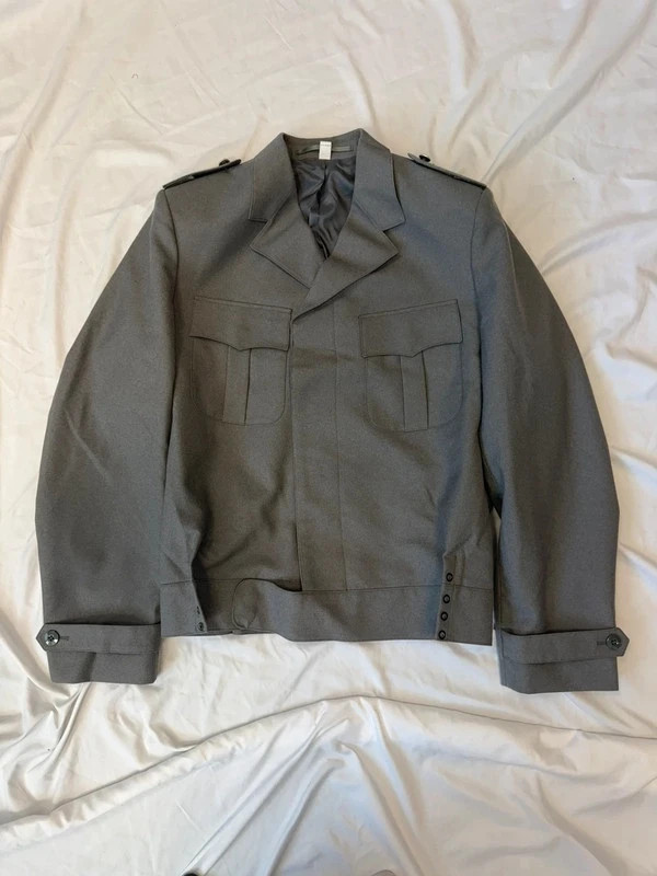 Vintage grey military blazer vest jacket image 3