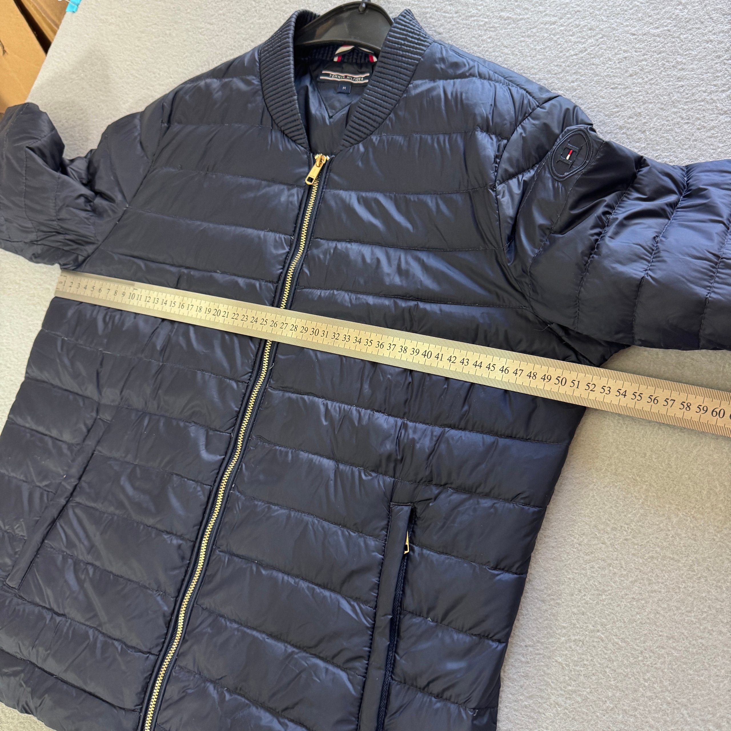 Women`s Tommy Hilfiger Navy Light Puffer Bomber Down Jacket Size M image 4