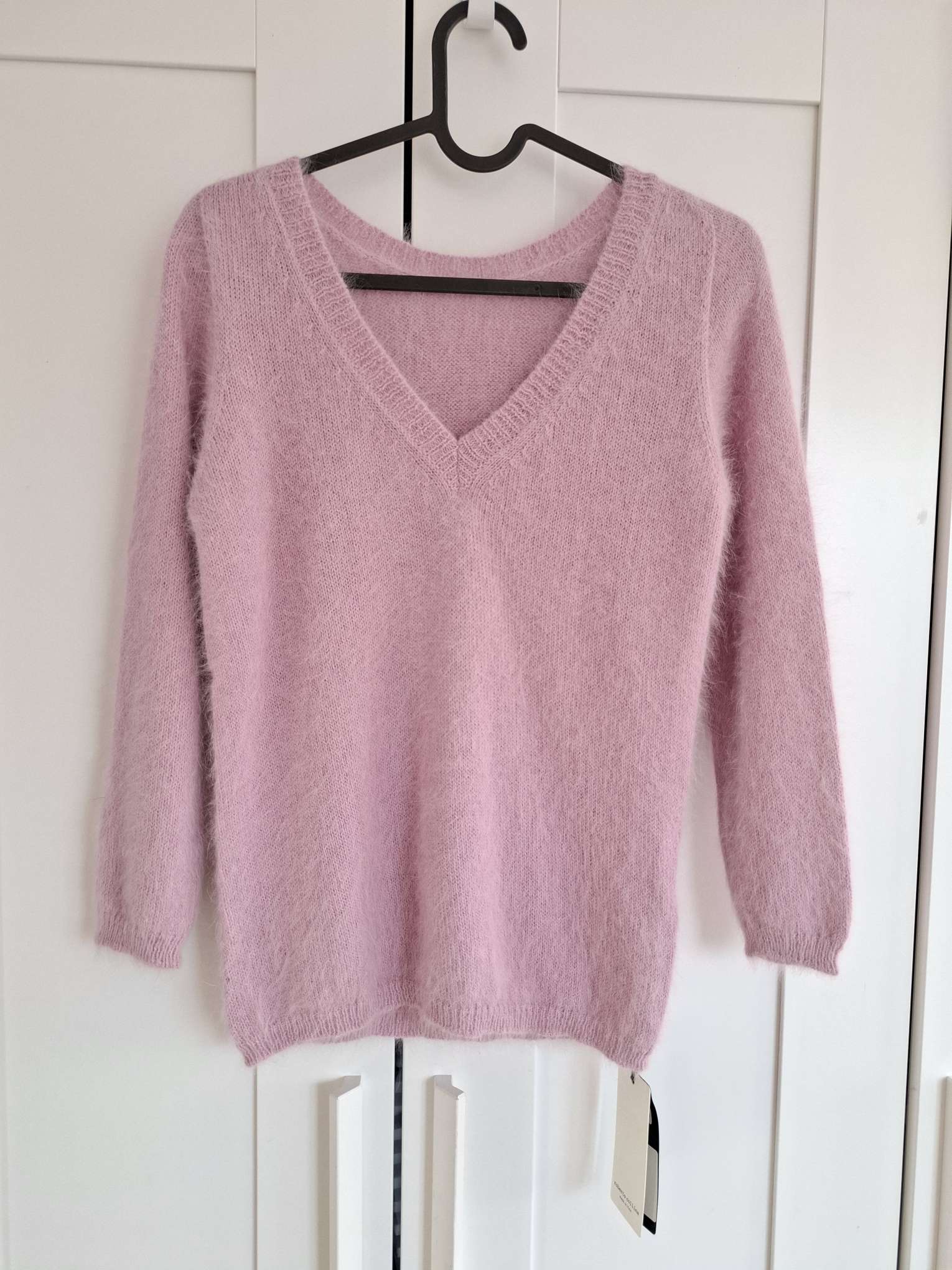 New Roberto Collina Pink Angora Wool V-Neck Sweater Size S image 4