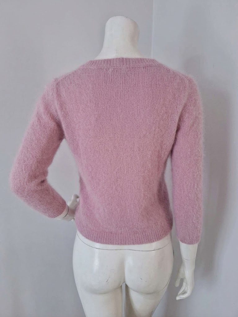 New Roberto Collina Pink Angora Wool V-Neck Sweater Size S image 2