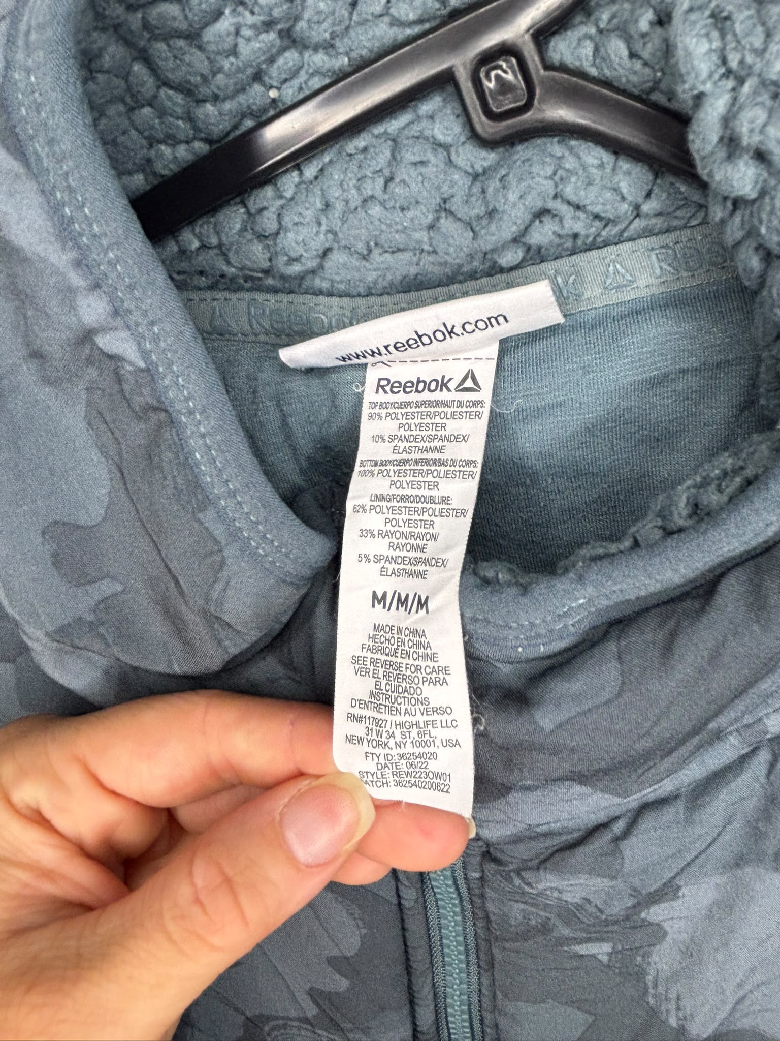 Reebok Camo Sherpa Fleece Jacket Grey Full Zip Teddy Size M image 2