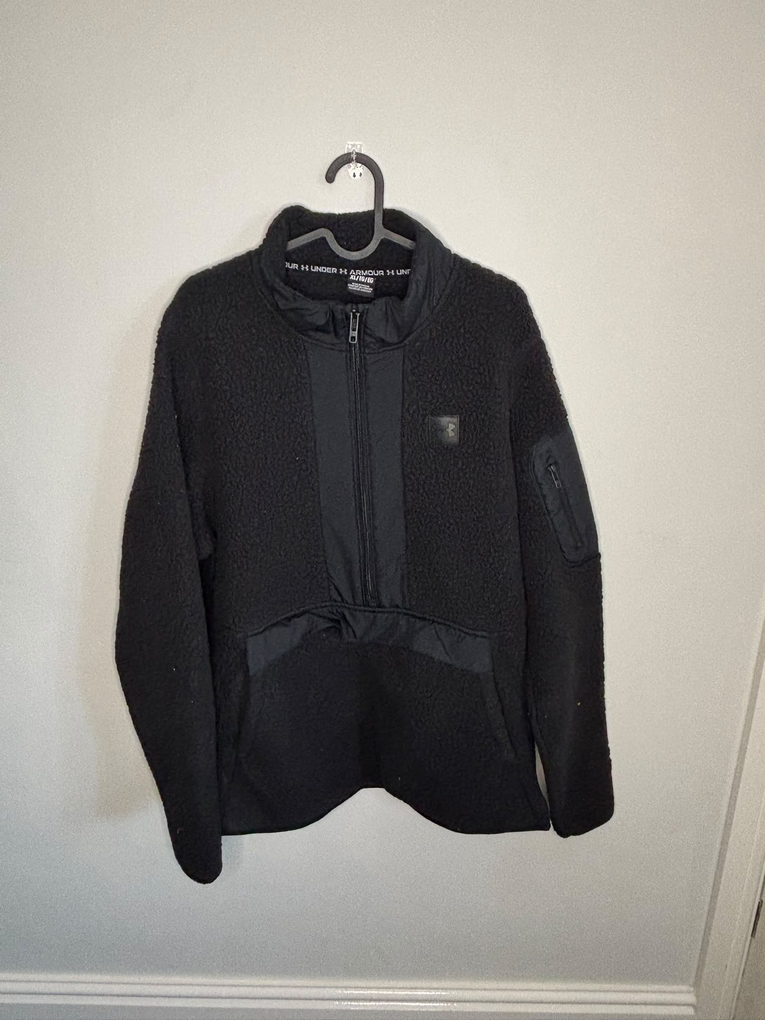 Under Armour Legacy Sherpa Half-Zip Fleece Pullover, Black, Men’s XL