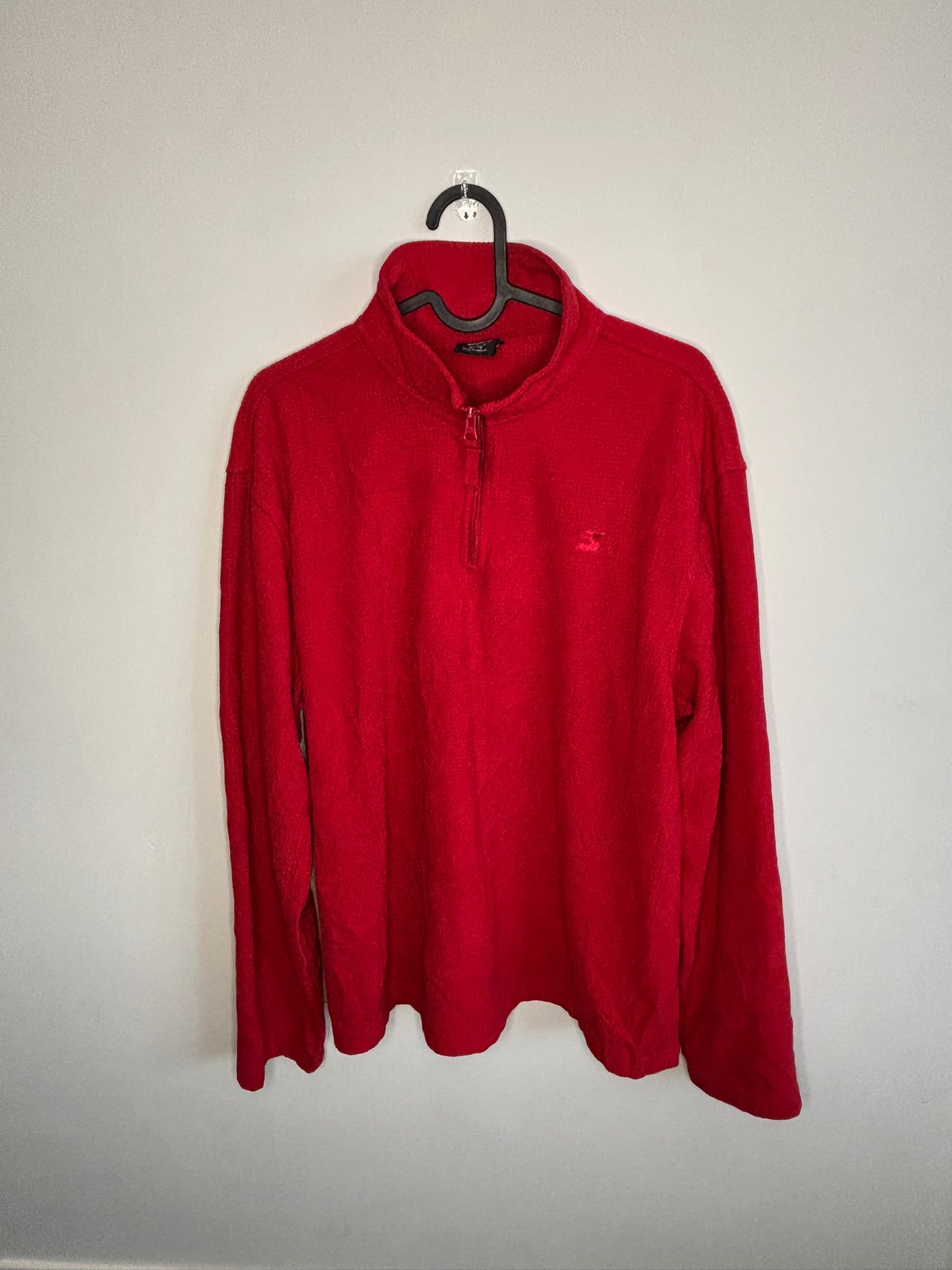 Starter Red Quarter Zip Fleece Pullover Size L 42-44 Made in Jordan