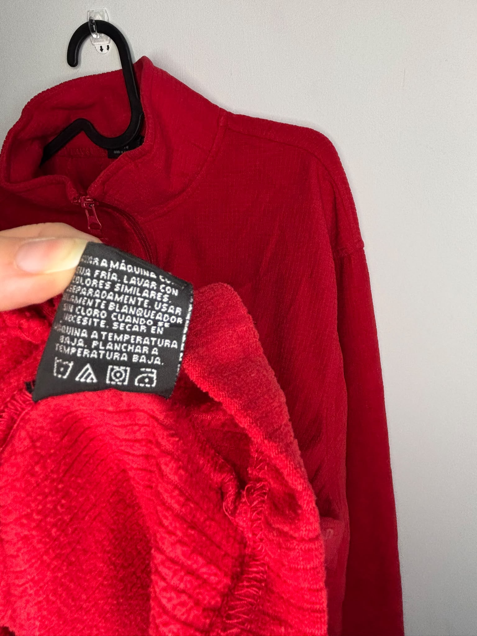 Starter Red Quarter Zip Fleece Pullover Size L 42-44 Made in Jordan image 5