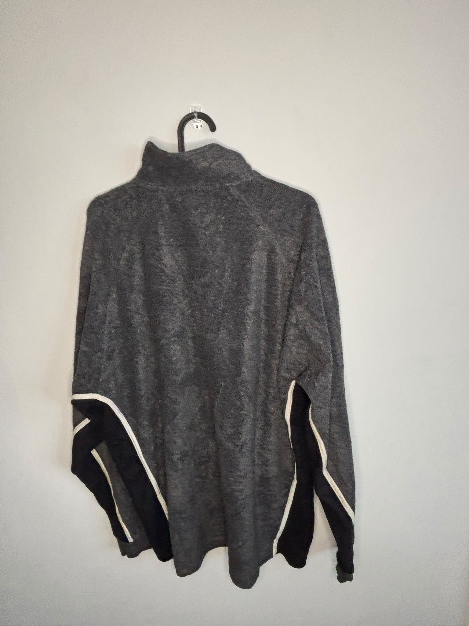 FILA Vintage Grey Quarter Zip Fleece Jumper Size L Black White Panels image 2