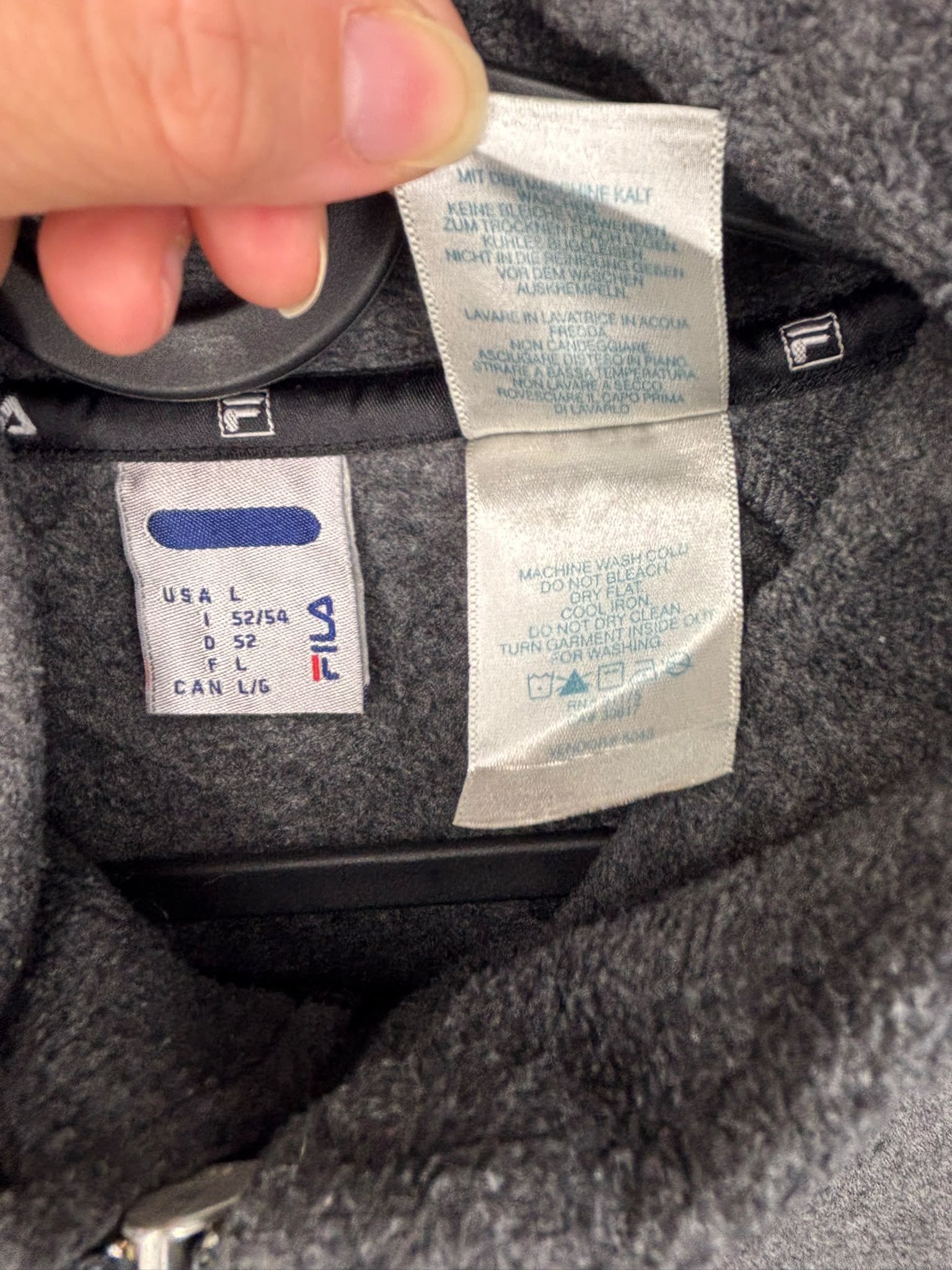 FILA Vintage Grey Quarter Zip Fleece Jumper Size L Black White Panels image 4