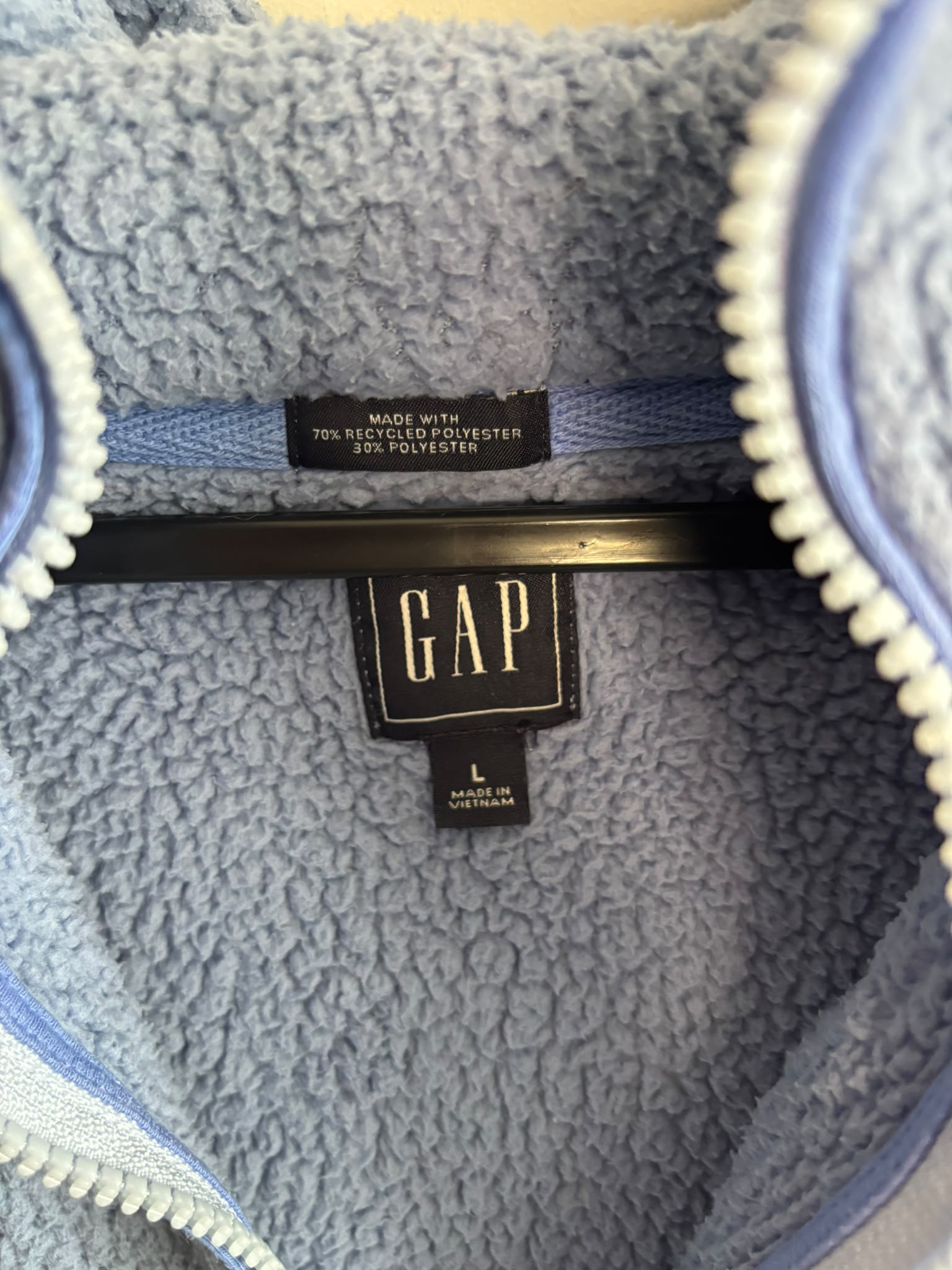 GAP Blue Sherpa Fleece Half Zip Hoodie Size L Moonstone Blue image 2