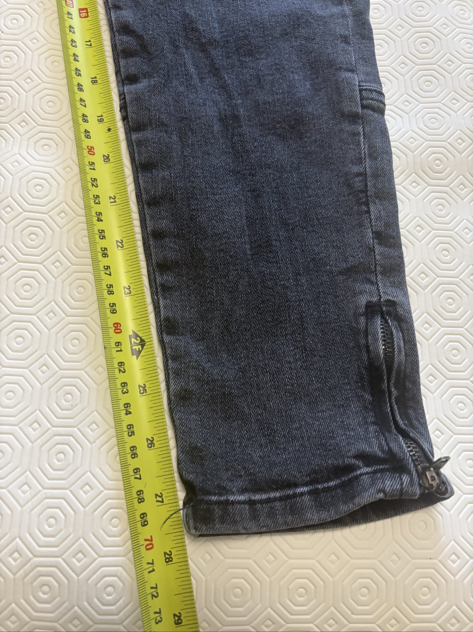 Zara Women's Washed Black Denim Cargo Jeans USA 31 image 7