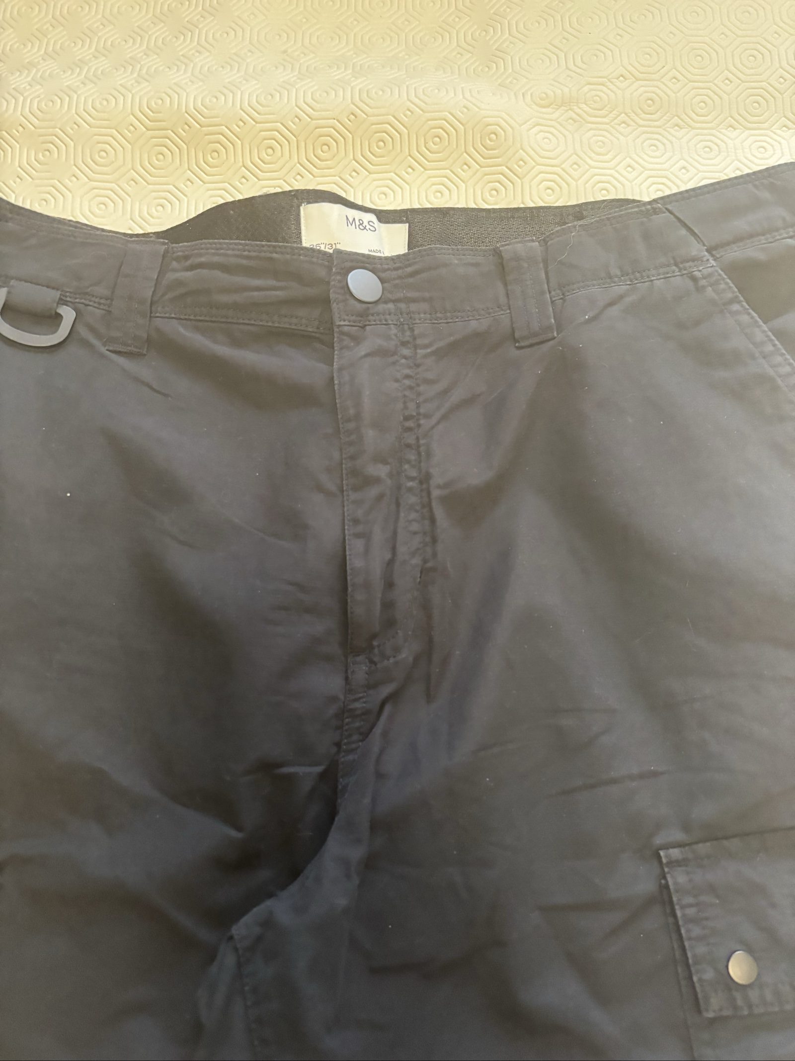 M&S Black Men's Cargo Trousers Waist 36 with Multiple Pockets image 3