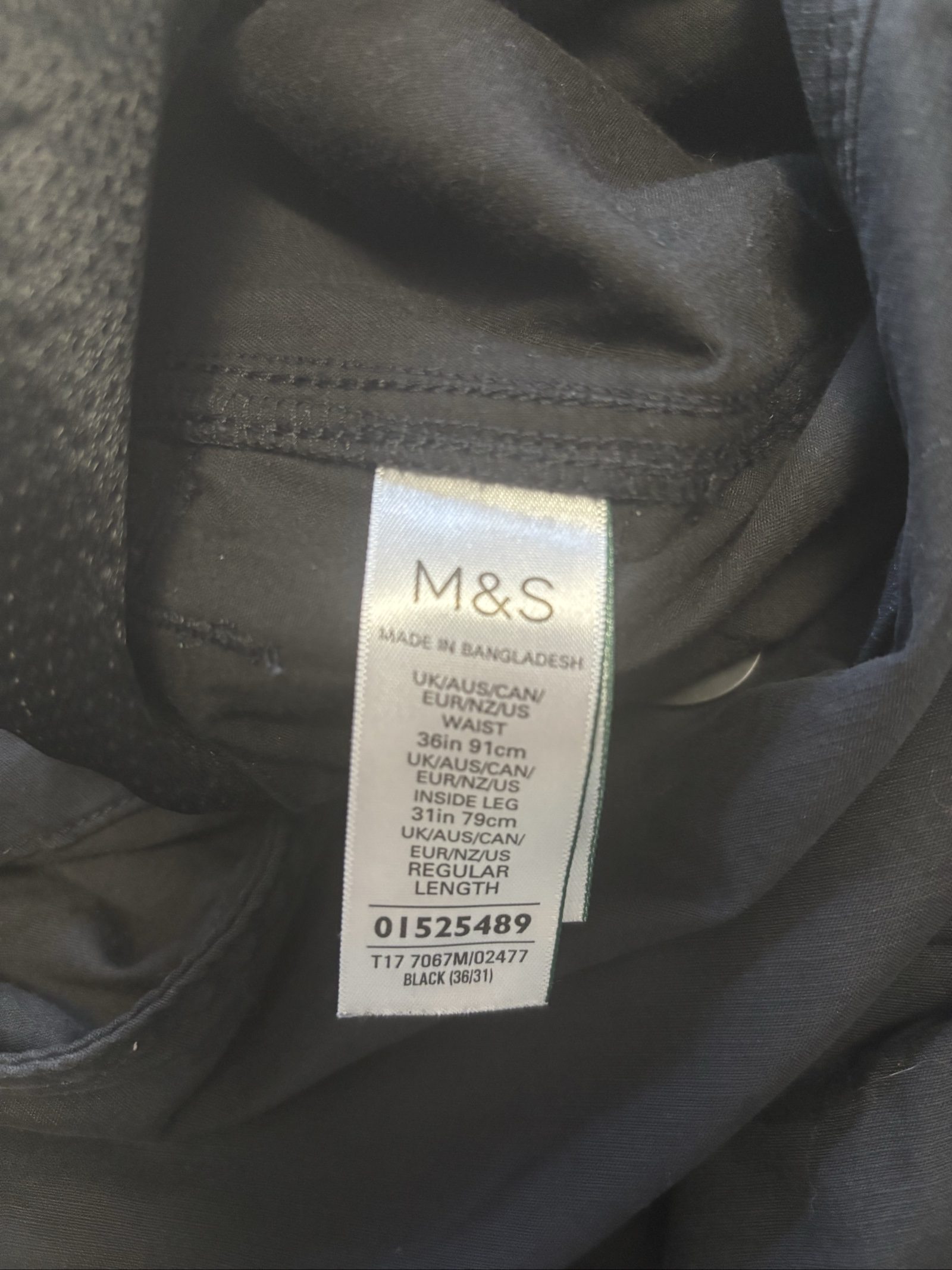 M&S Black Men's Cargo Trousers Waist 36 with Multiple Pockets image 6