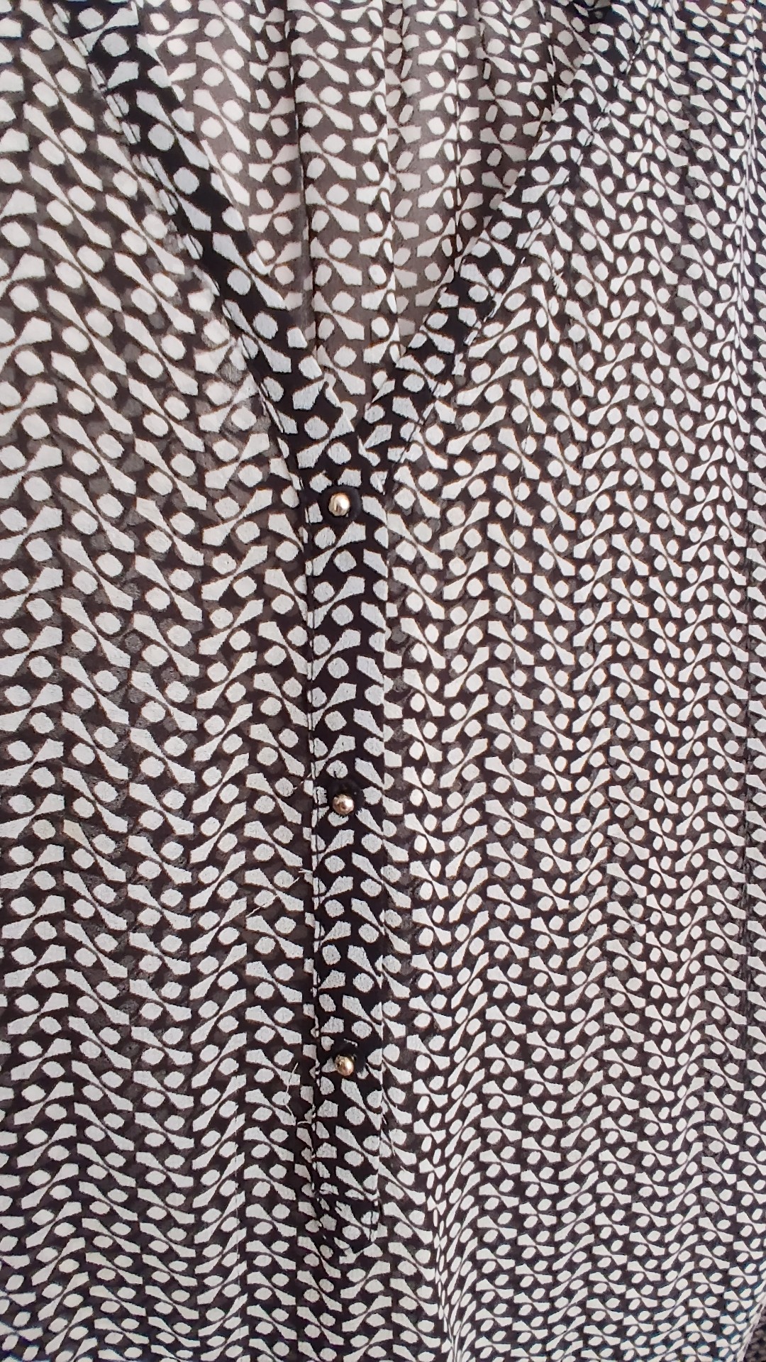 Banana Republic Black & White Printed Sheer Long Sleeve Blouse Size M image 4
