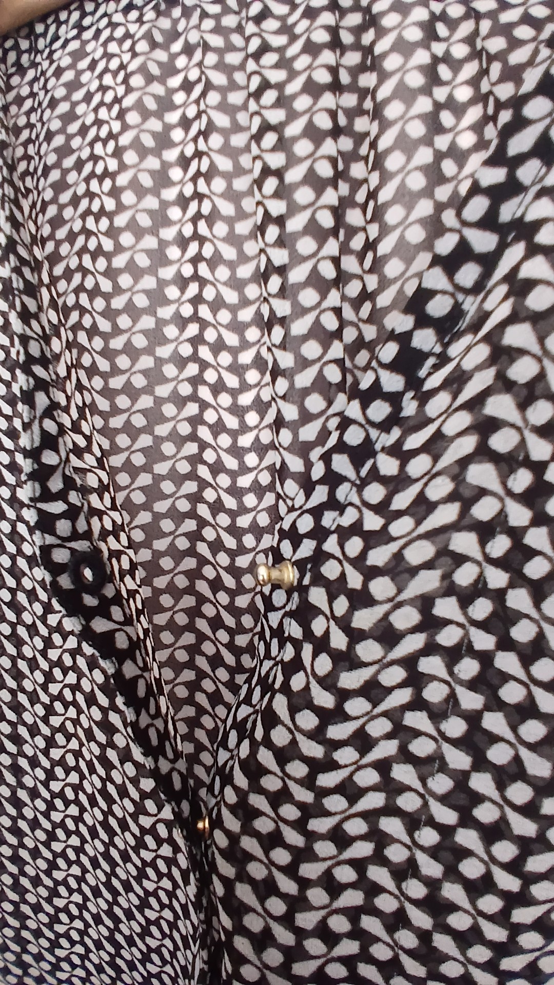Banana Republic Black & White Printed Sheer Long Sleeve Blouse Size M image 5