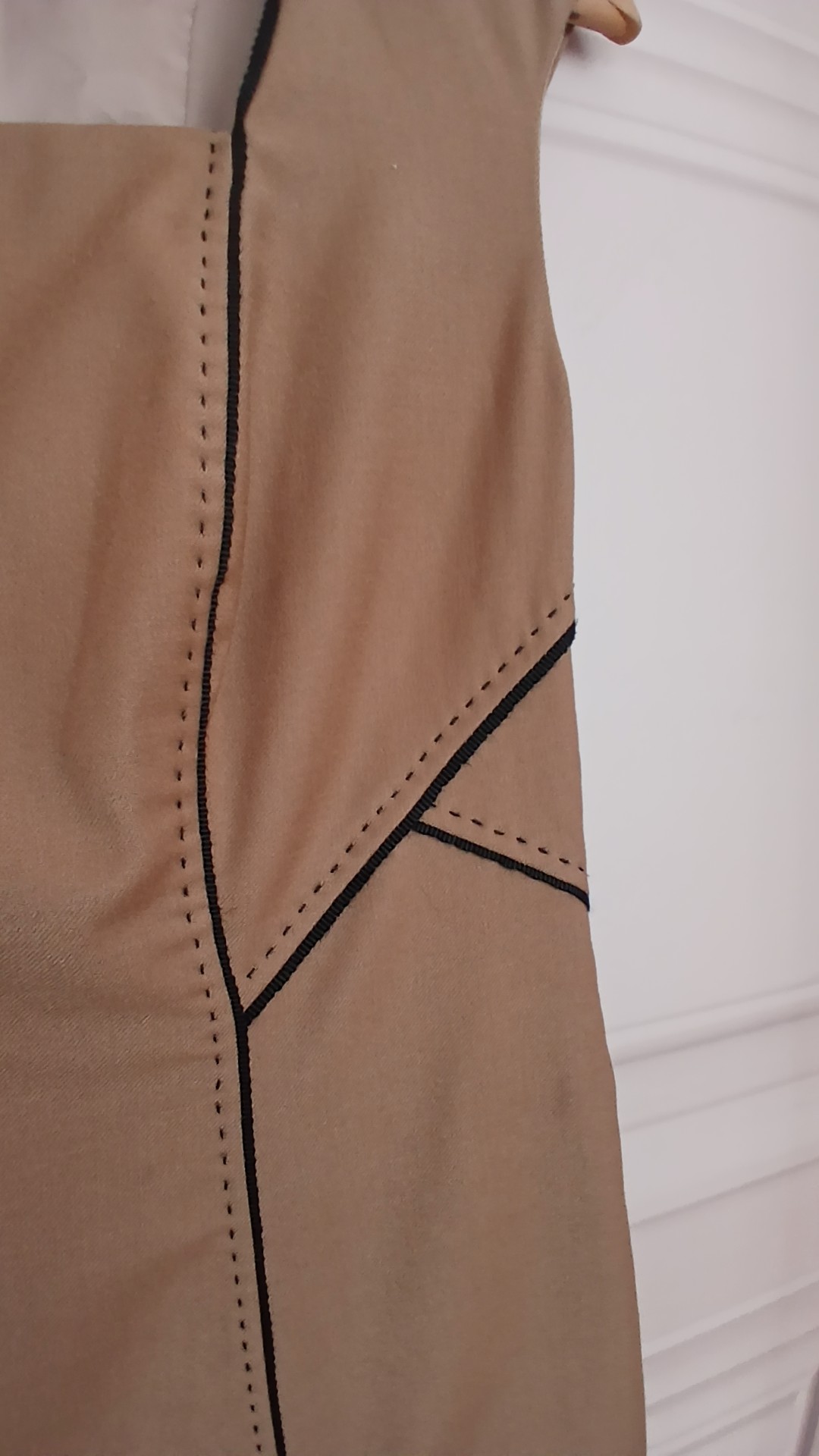 Coast Beige Sleeveless Pencil Dress Size 10 Contrast Stitching image 3