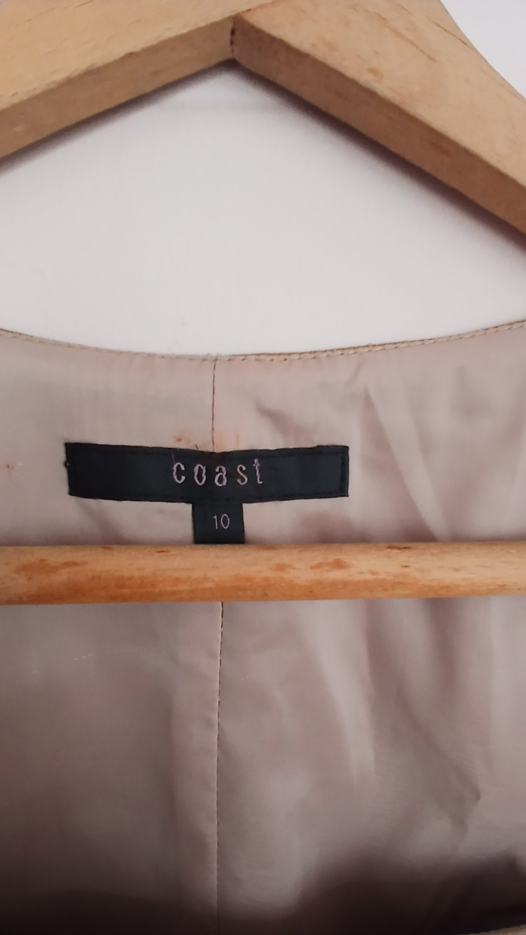 Coast Beige Sleeveless Pencil Dress Size 10 Contrast Stitching image 4