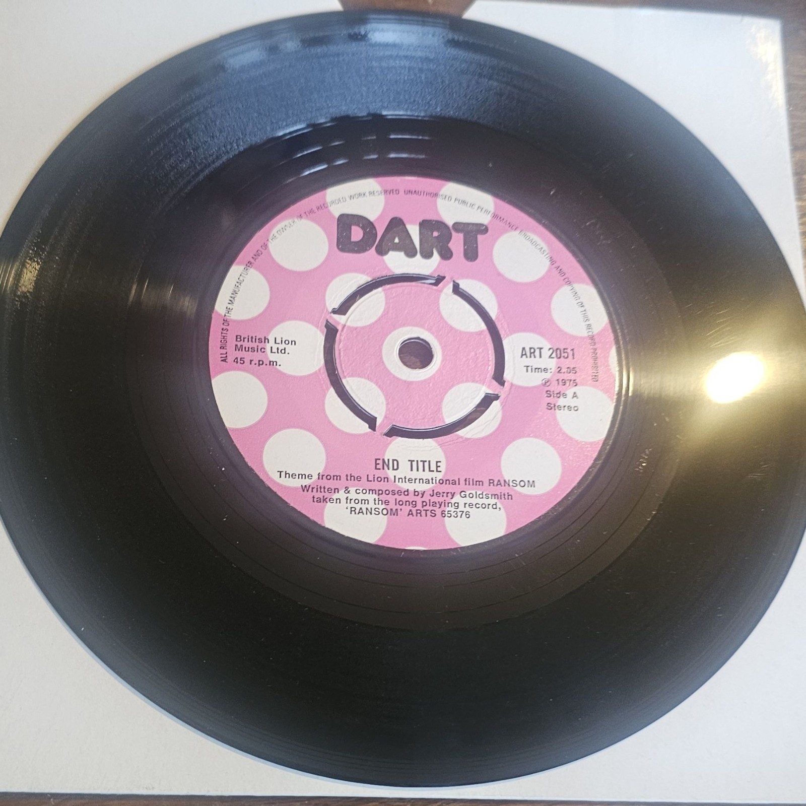 Jerry Goldsmith End Title Dart ART 2051 7" Vinyl Single