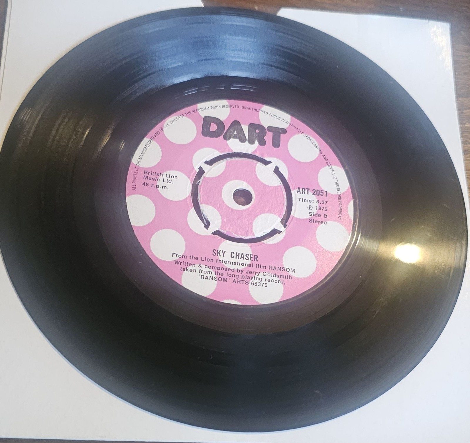 Jerry Goldsmith End Title Dart ART 2051 7" Vinyl Single image 2